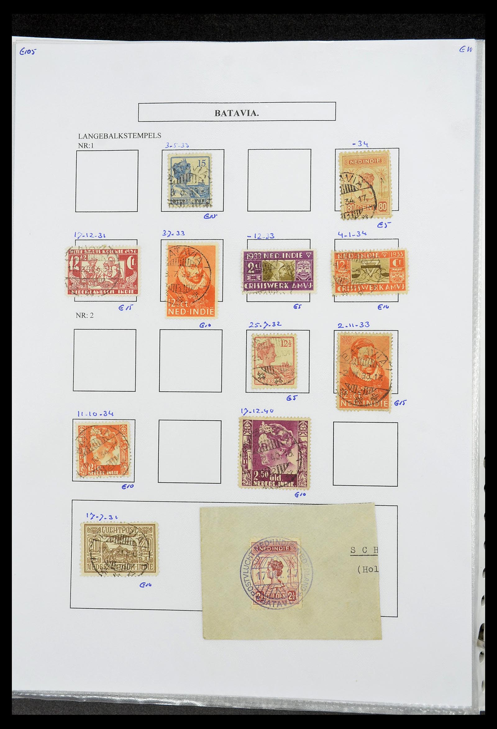 34693 055 - Stamp Collection 34693 Dutch east Indies cancels 1917-1948.