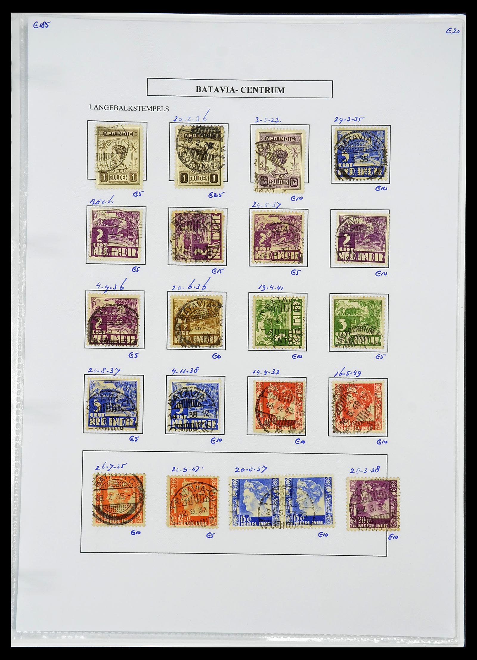 34693 060 - Stamp Collection 34693 Dutch east Indies cancels 1917-1948.