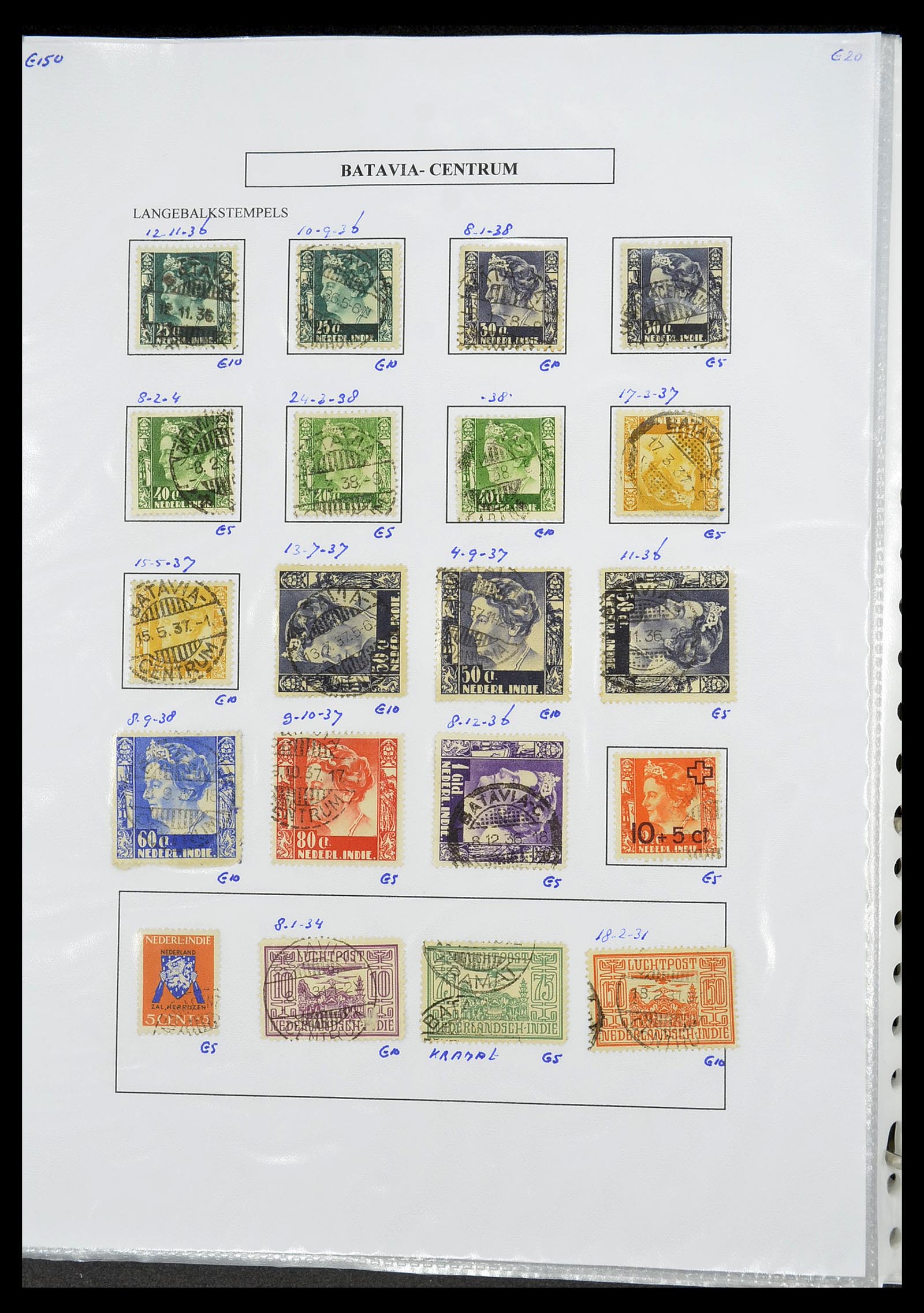 34693 061 - Stamp Collection 34693 Dutch east Indies cancels 1917-1948.