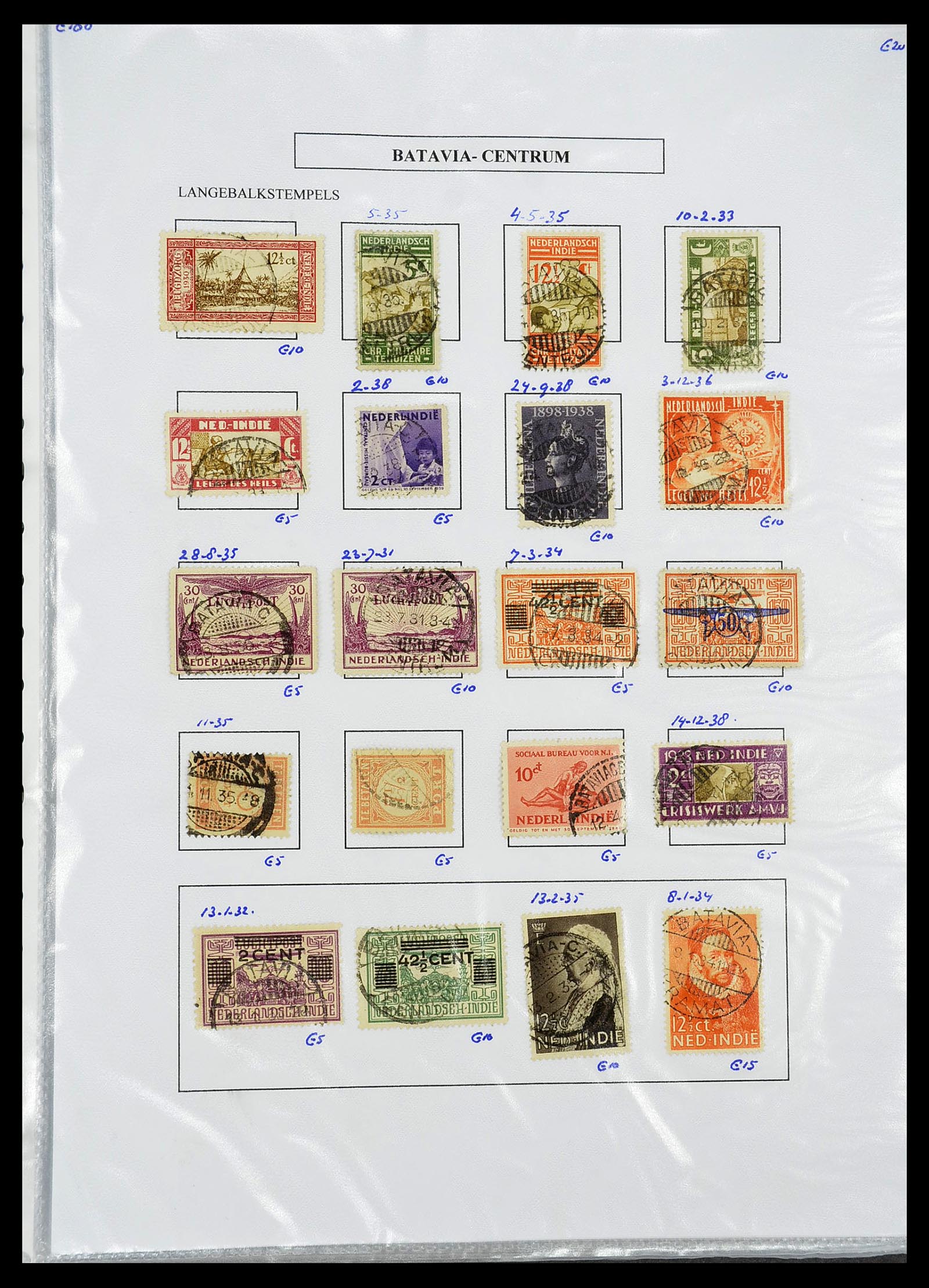 34693 062 - Stamp Collection 34693 Dutch east Indies cancels 1917-1948.