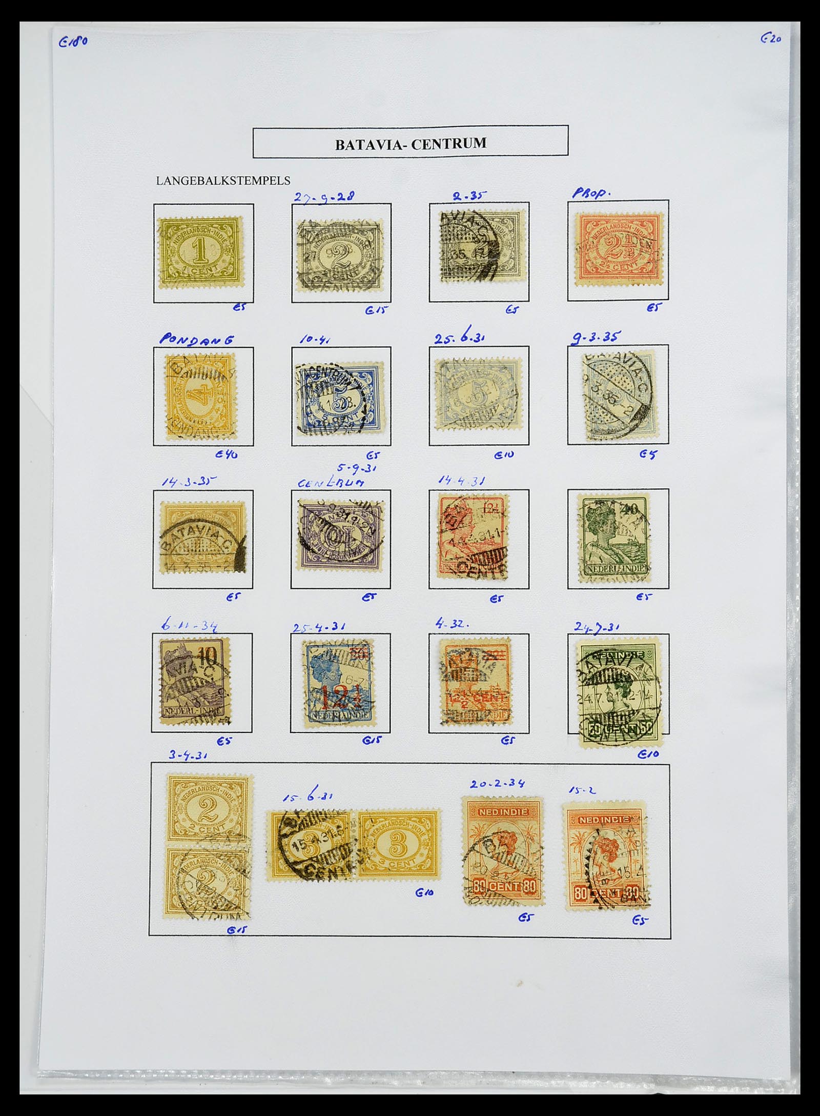 34693 063 - Stamp Collection 34693 Dutch east Indies cancels 1917-1948.