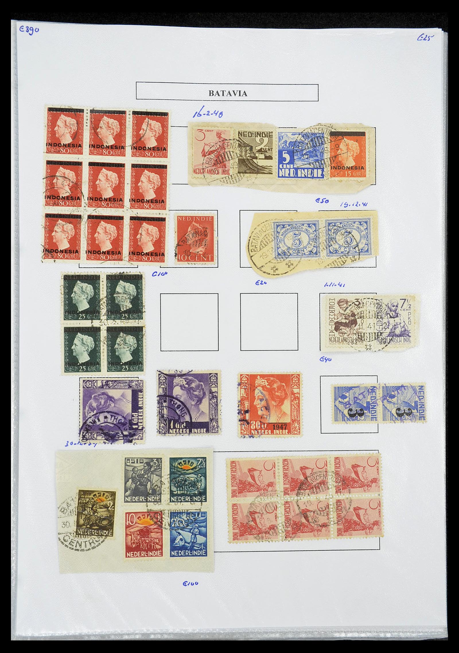 34693 064 - Stamp Collection 34693 Dutch east Indies cancels 1917-1948.