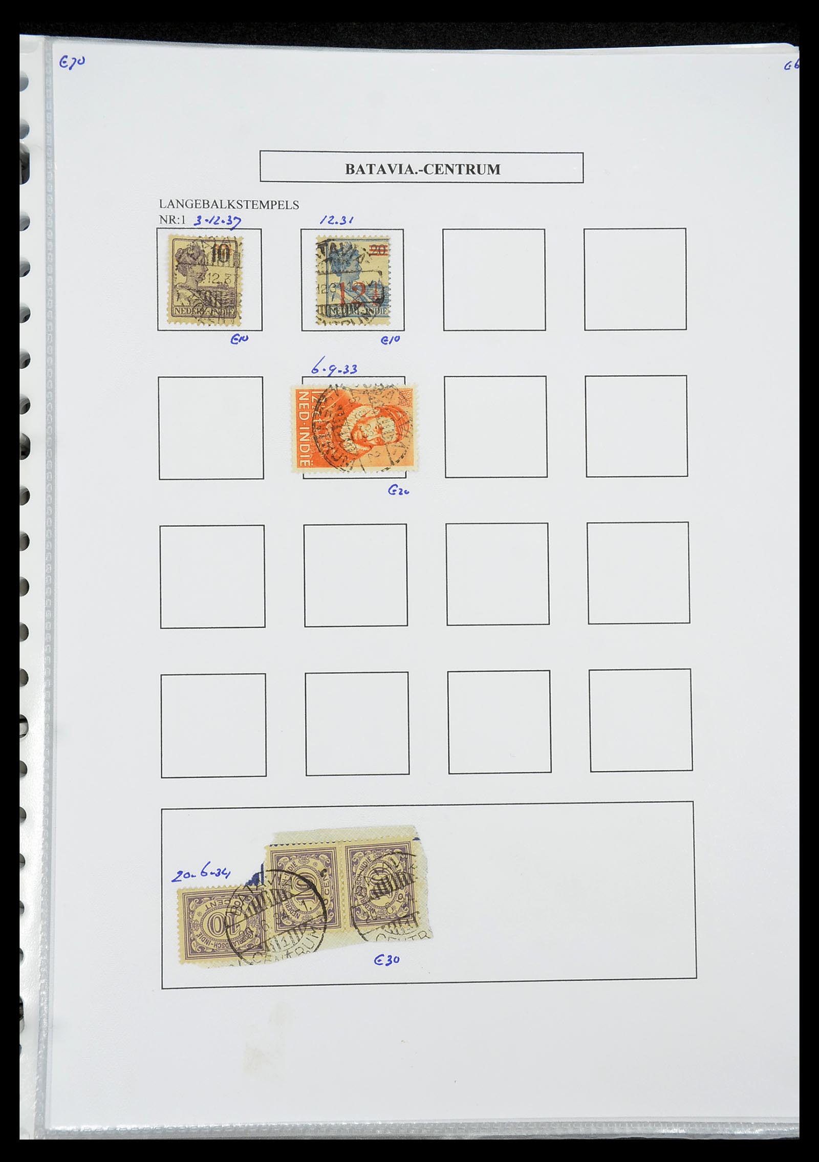 34693 066 - Postzegelverzameling 34693 Nederlands Indië stempels 1917-1948.