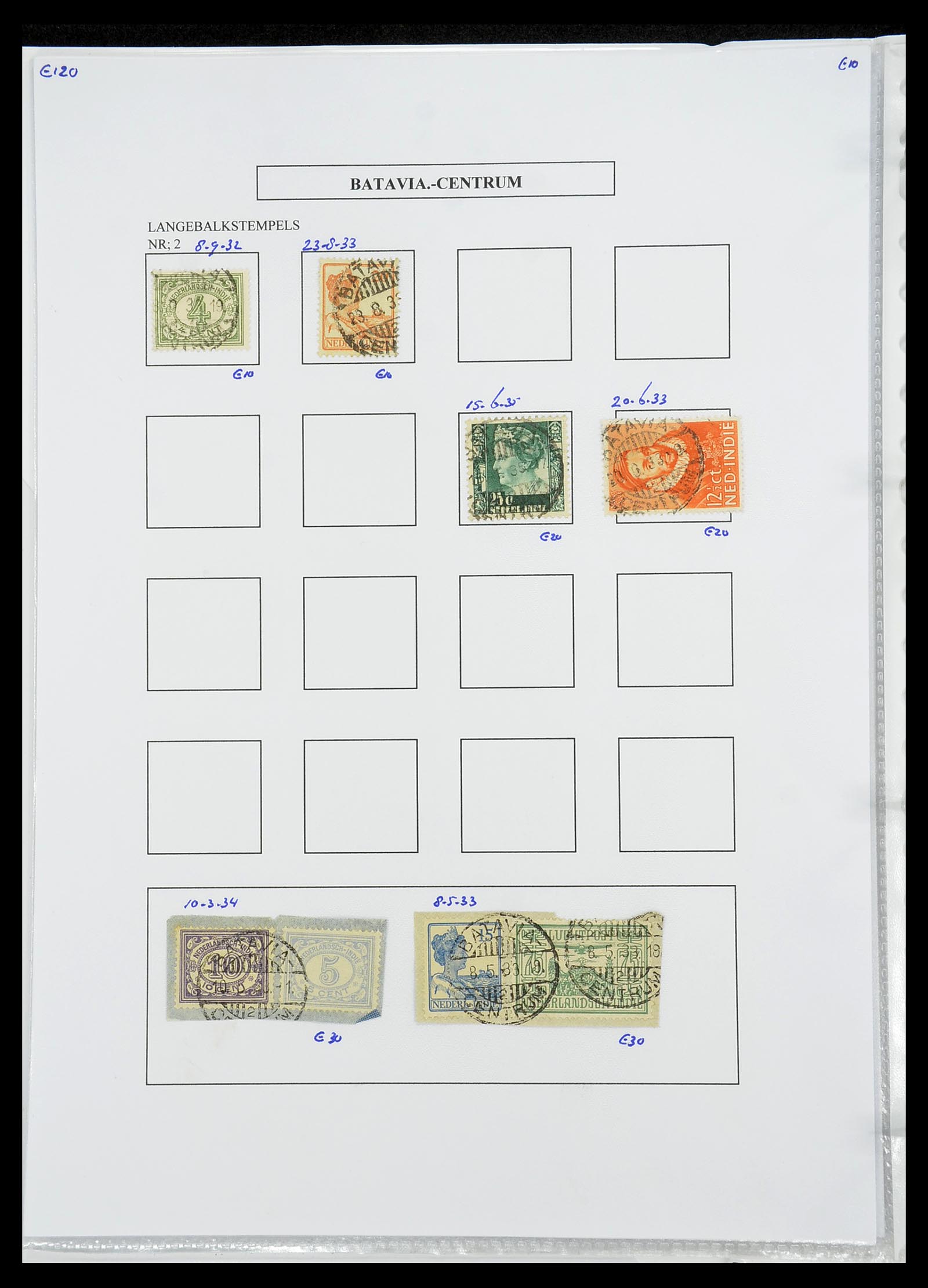 34693 067 - Stamp Collection 34693 Dutch east Indies cancels 1917-1948.