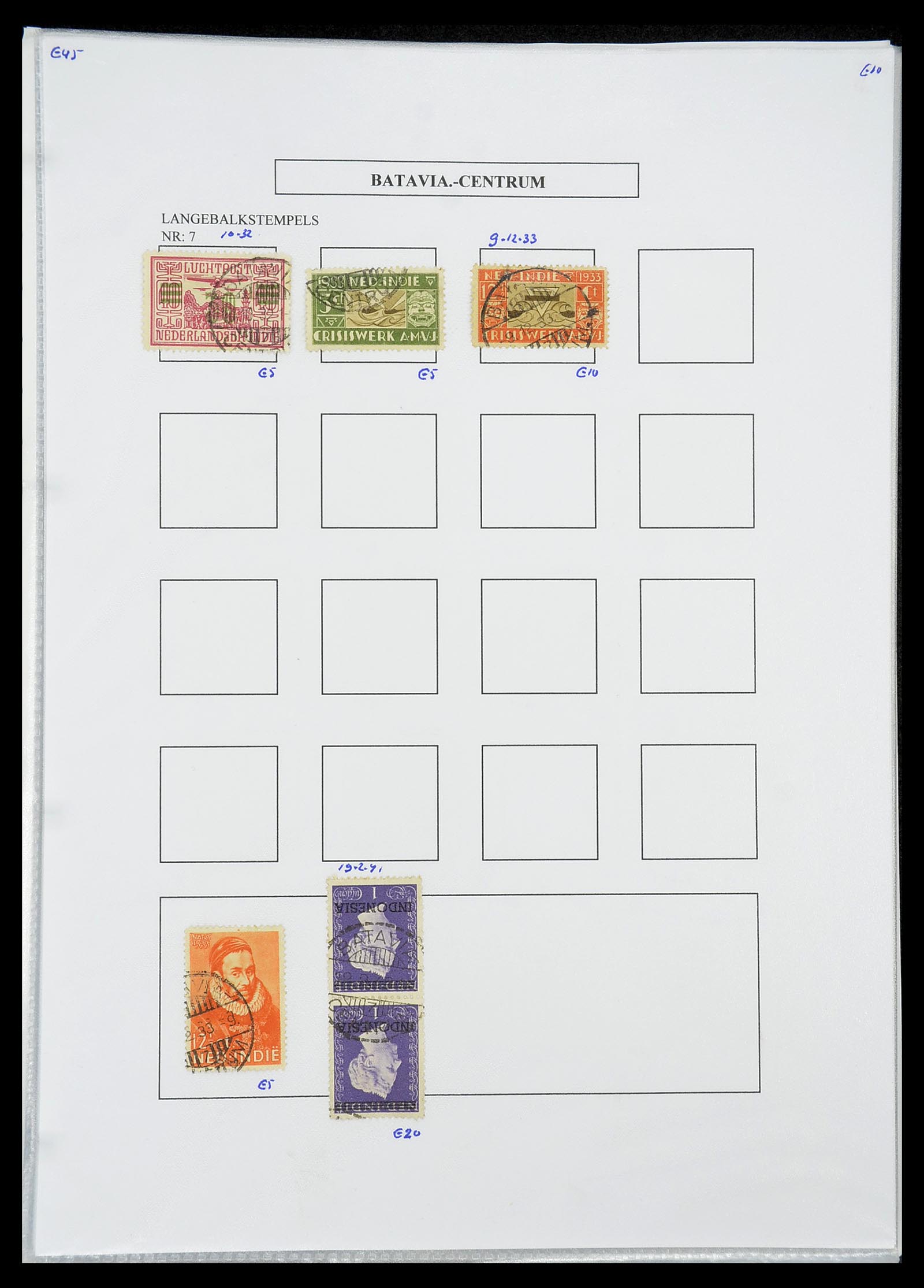 34693 072 - Stamp Collection 34693 Dutch east Indies cancels 1917-1948.