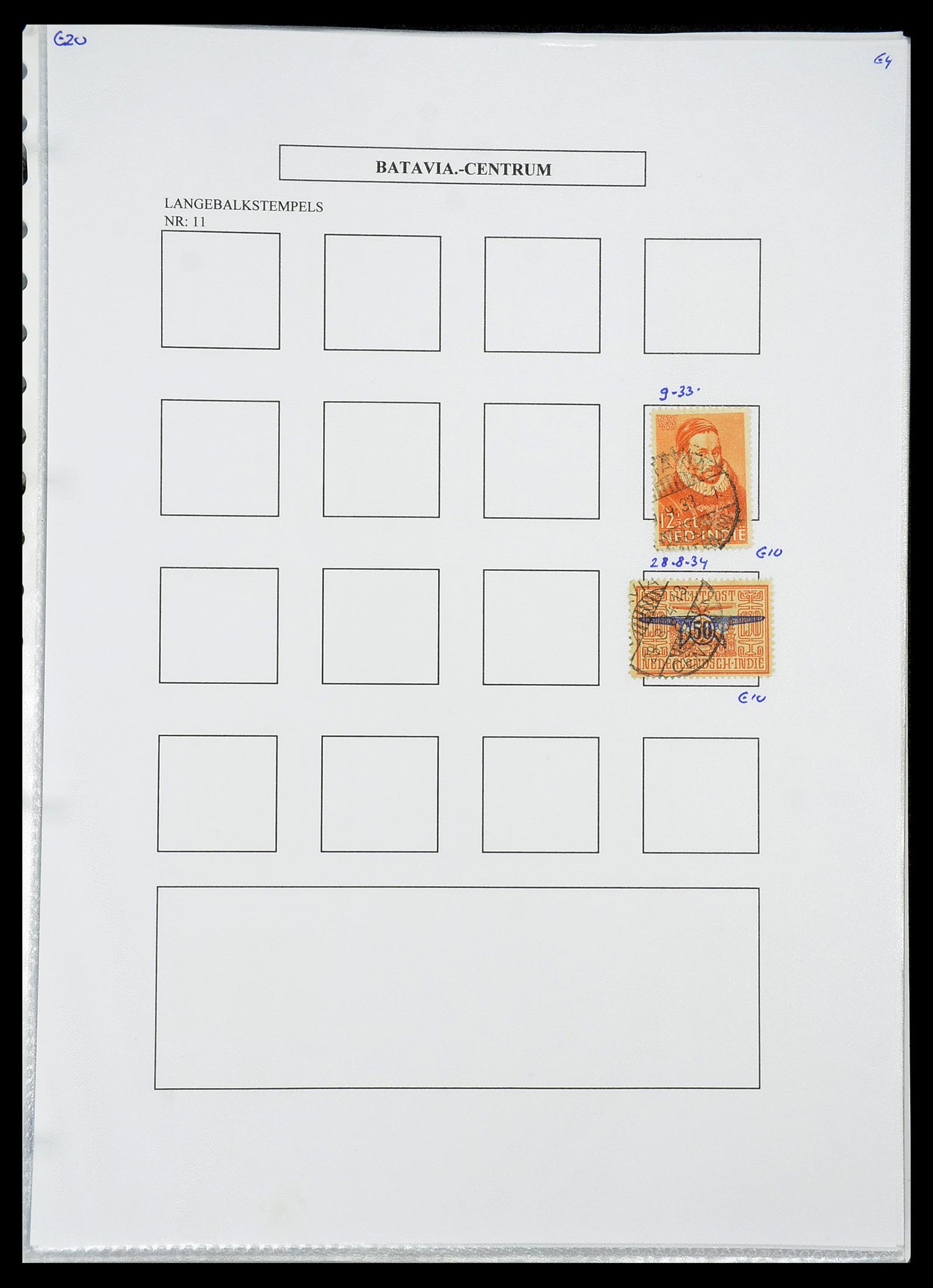 34693 076 - Postzegelverzameling 34693 Nederlands Indië stempels 1917-1948.