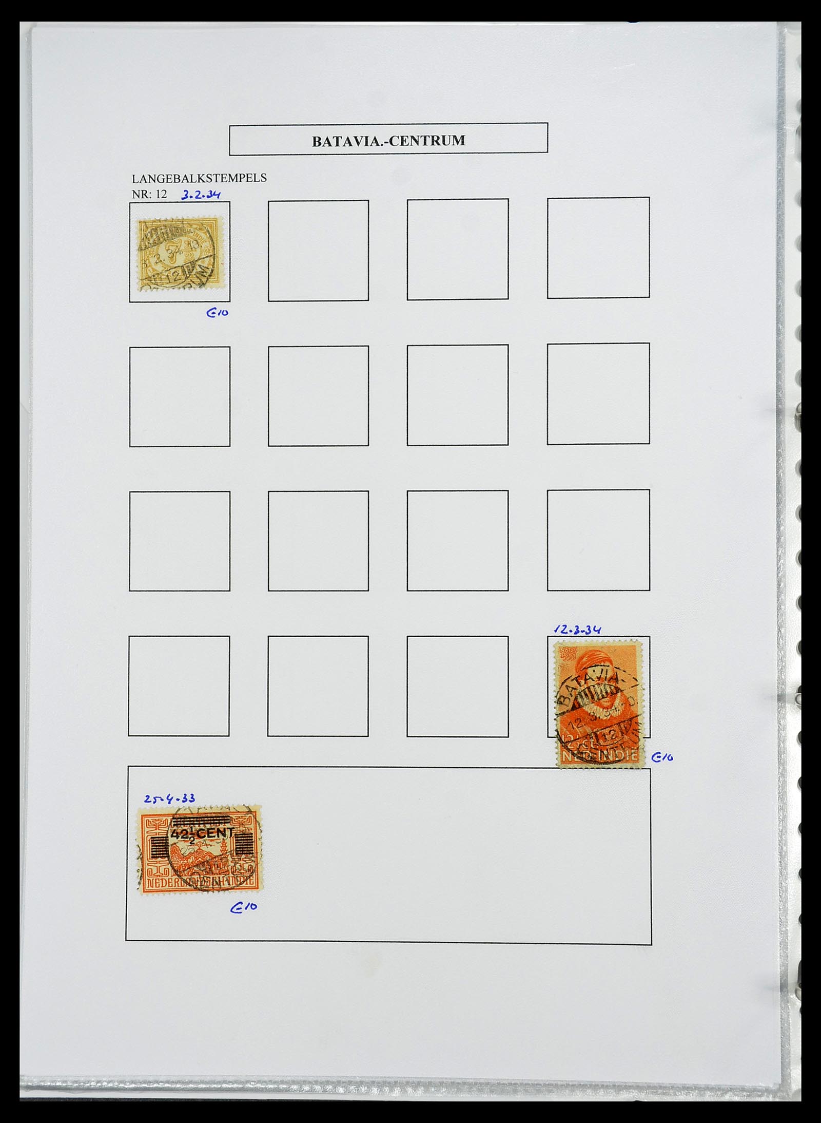 34693 077 - Postzegelverzameling 34693 Nederlands Indië stempels 1917-1948.