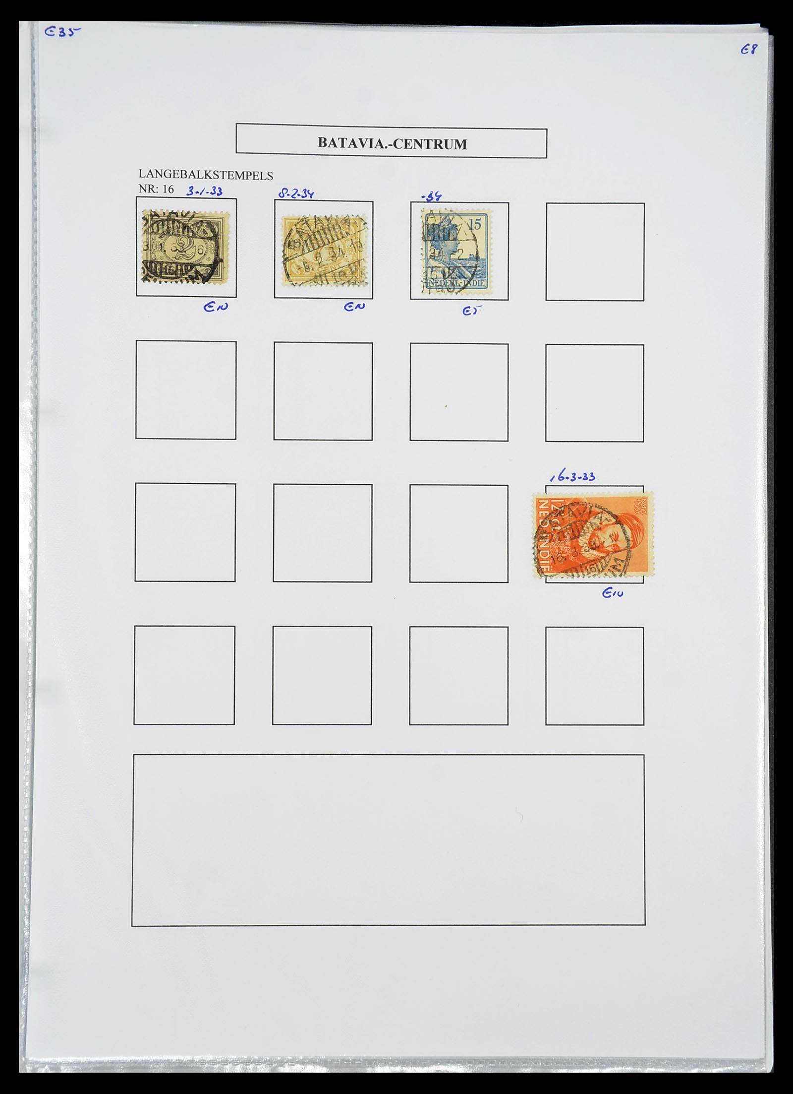 34693 080 - Postzegelverzameling 34693 Nederlands Indië stempels 1917-1948.