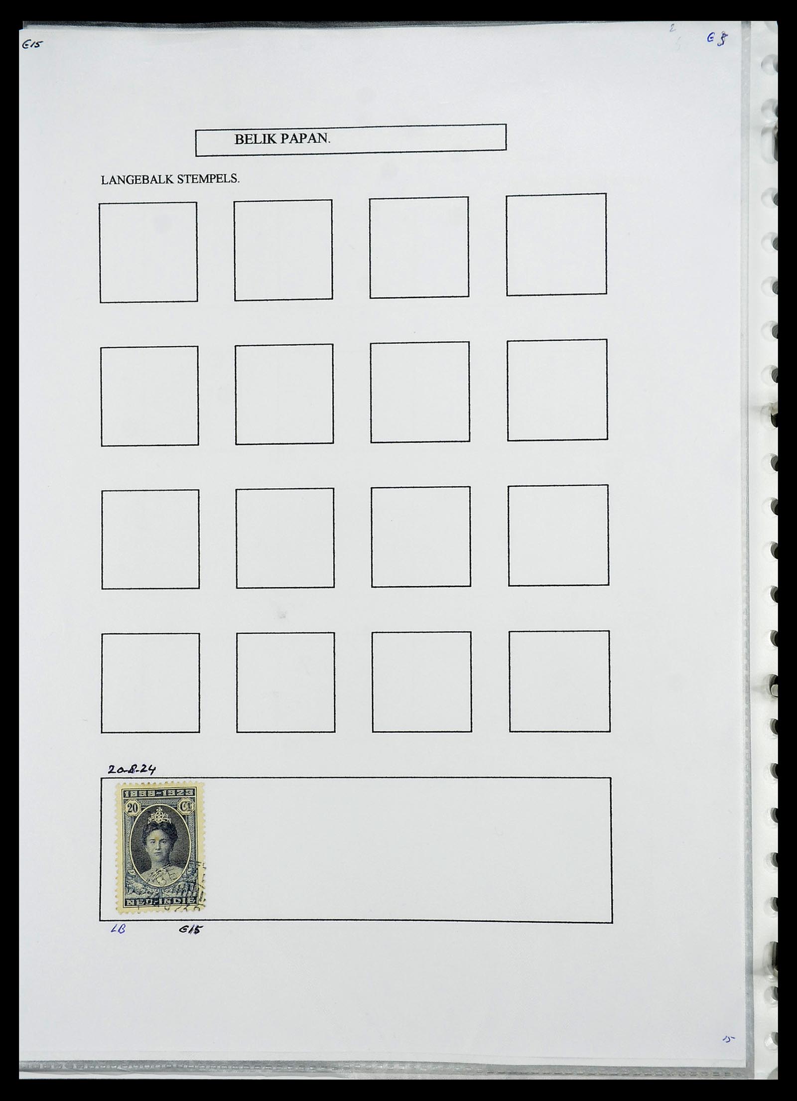 34693 089 - Postzegelverzameling 34693 Nederlands Indië stempels 1917-1948.