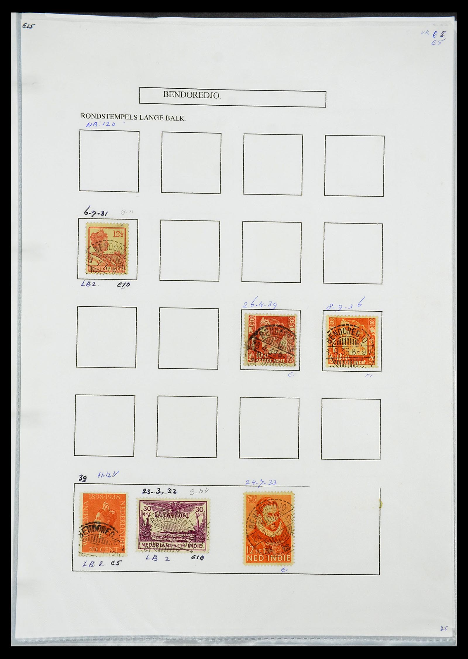 34693 090 - Stamp Collection 34693 Dutch east Indies cancels 1917-1948.