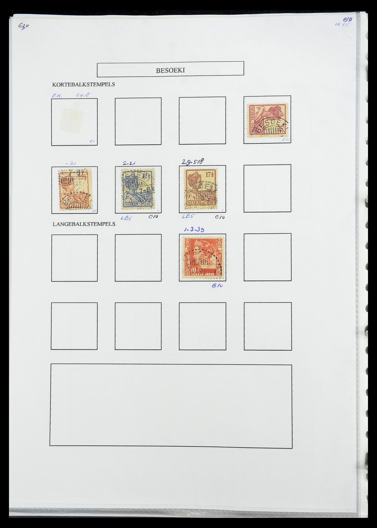 34693 093 - Postzegelverzameling 34693 Nederlands Indië stempels 1917-1948.