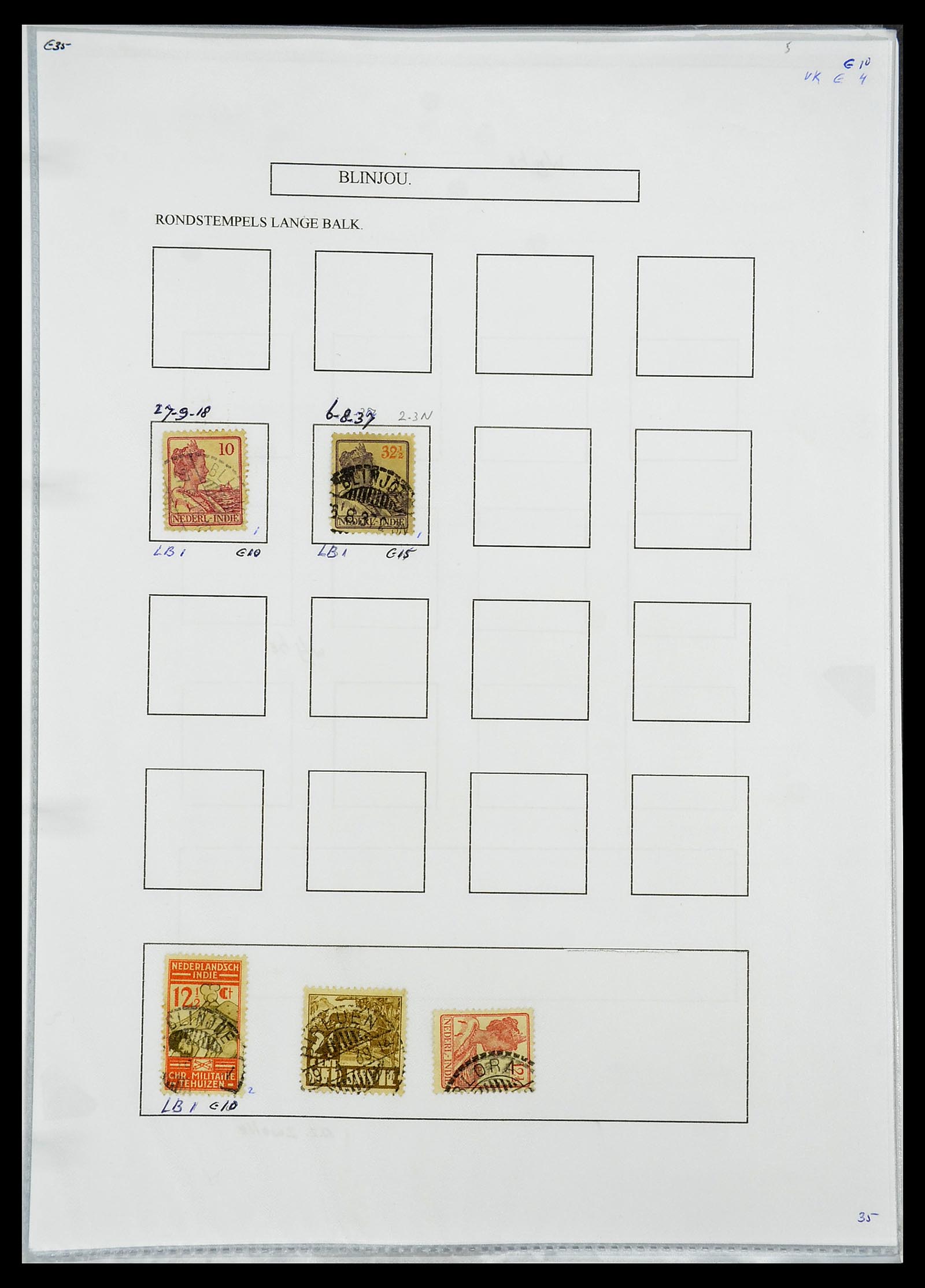 34693 096 - Postzegelverzameling 34693 Nederlands Indië stempels 1917-1948.