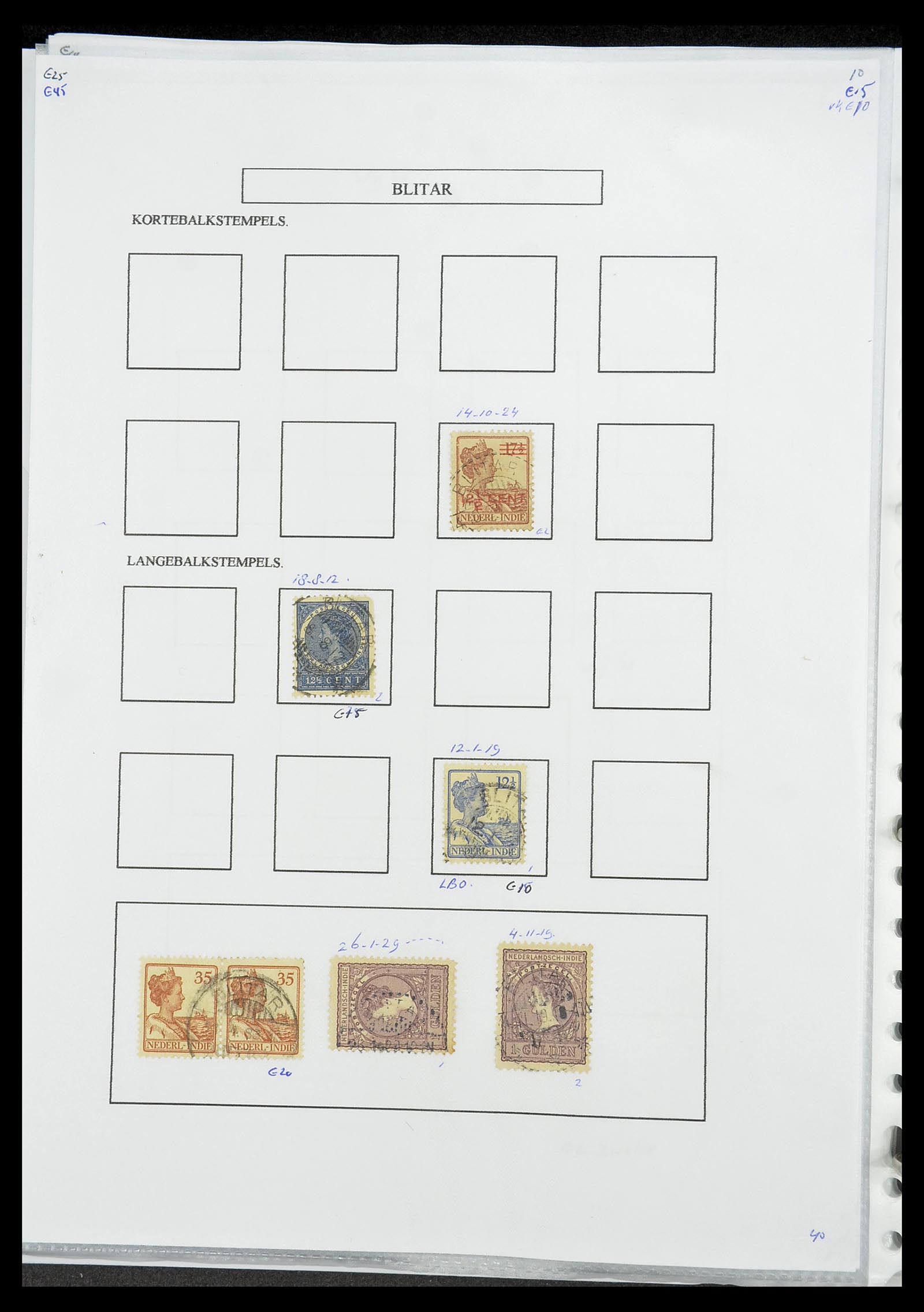 34693 097 - Postzegelverzameling 34693 Nederlands Indië stempels 1917-1948.