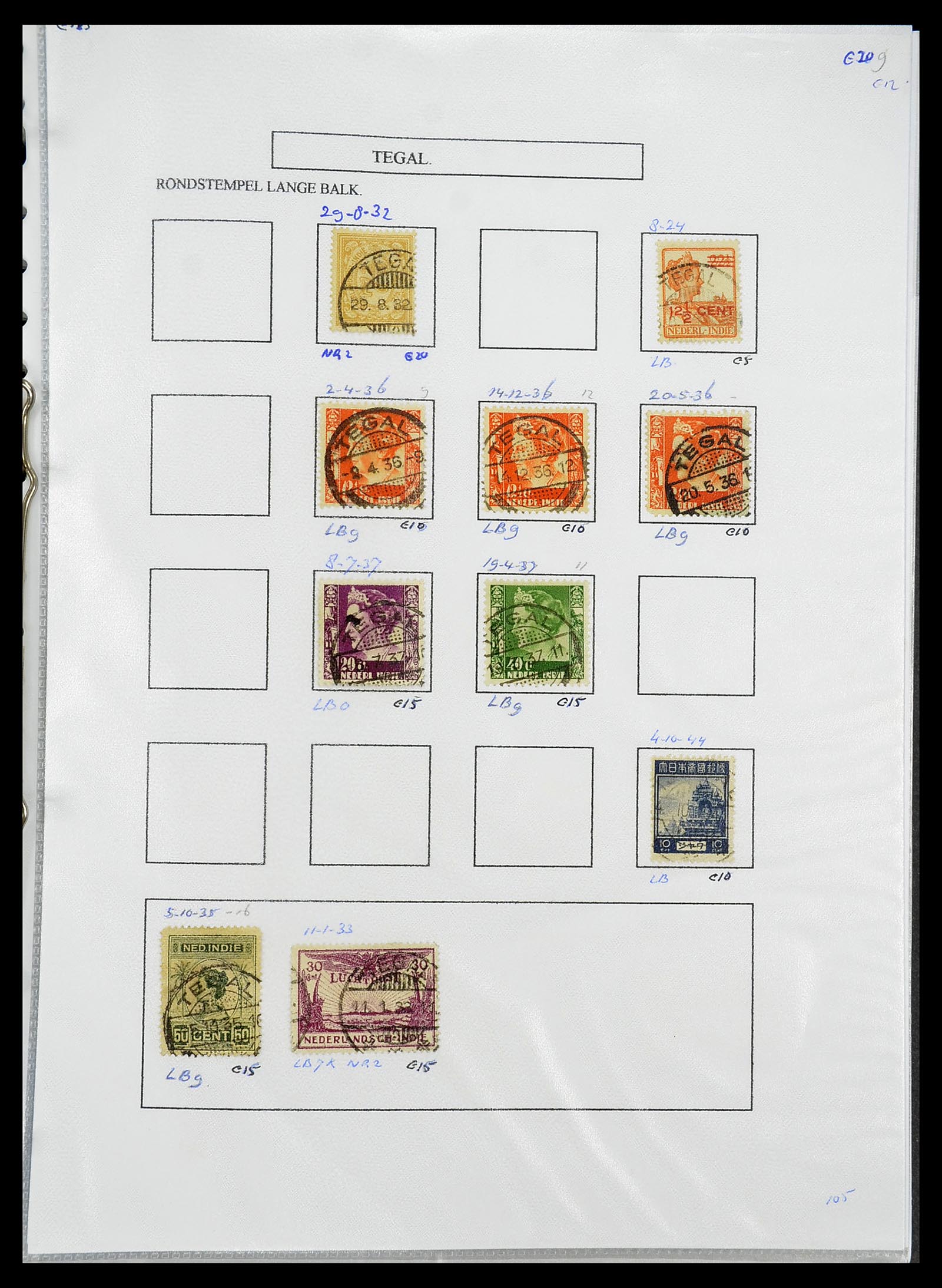 34693 420 - Stamp Collection 34693 Dutch east Indies cancels 1917-1948.