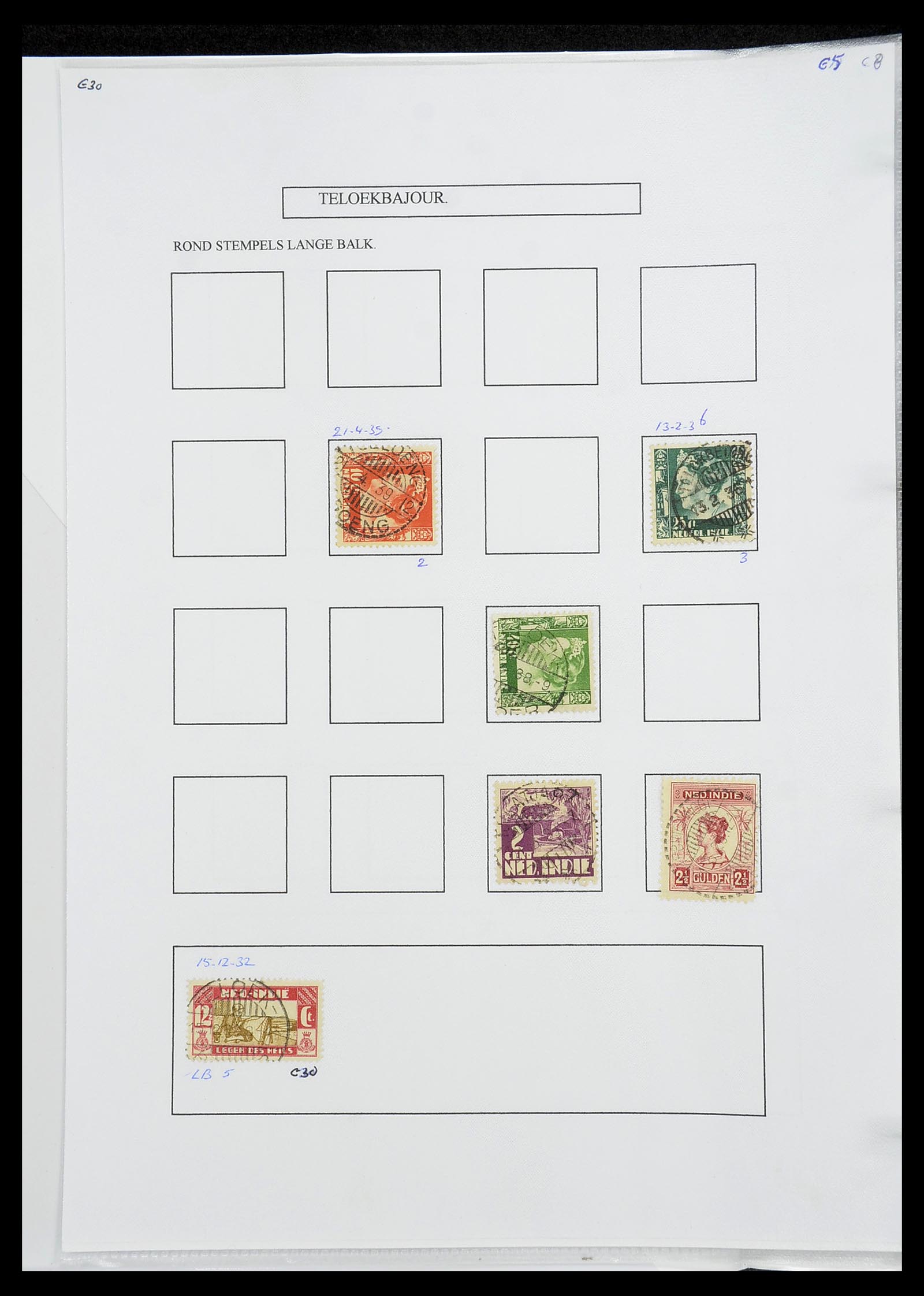 34693 421 - Stamp Collection 34693 Dutch east Indies cancels 1917-1948.