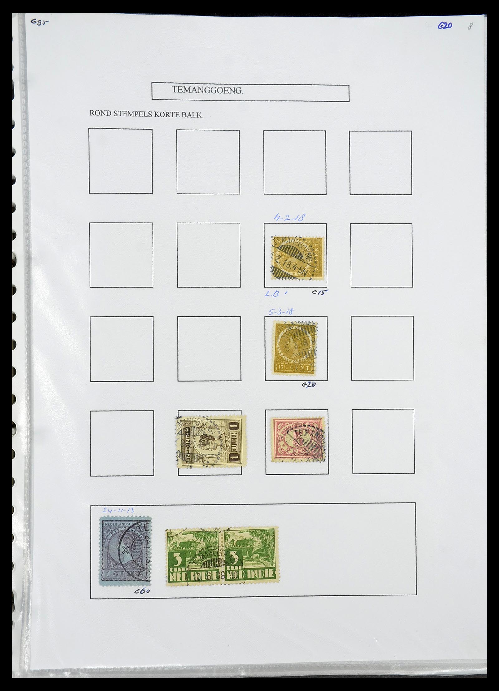 34693 422 - Postzegelverzameling 34693 Nederlands Indië stempels 1917-1948.