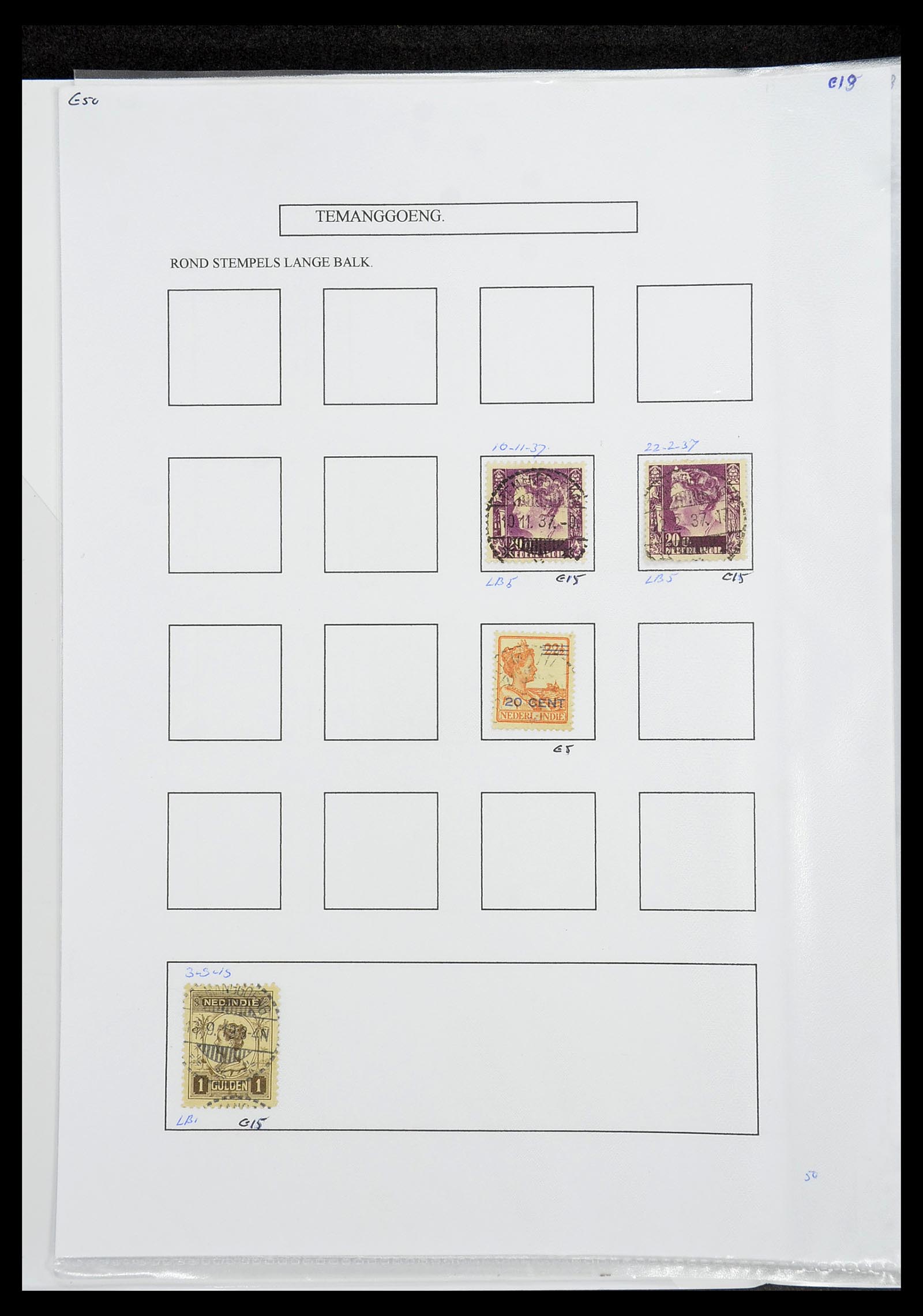 34693 423 - Postzegelverzameling 34693 Nederlands Indië stempels 1917-1948.