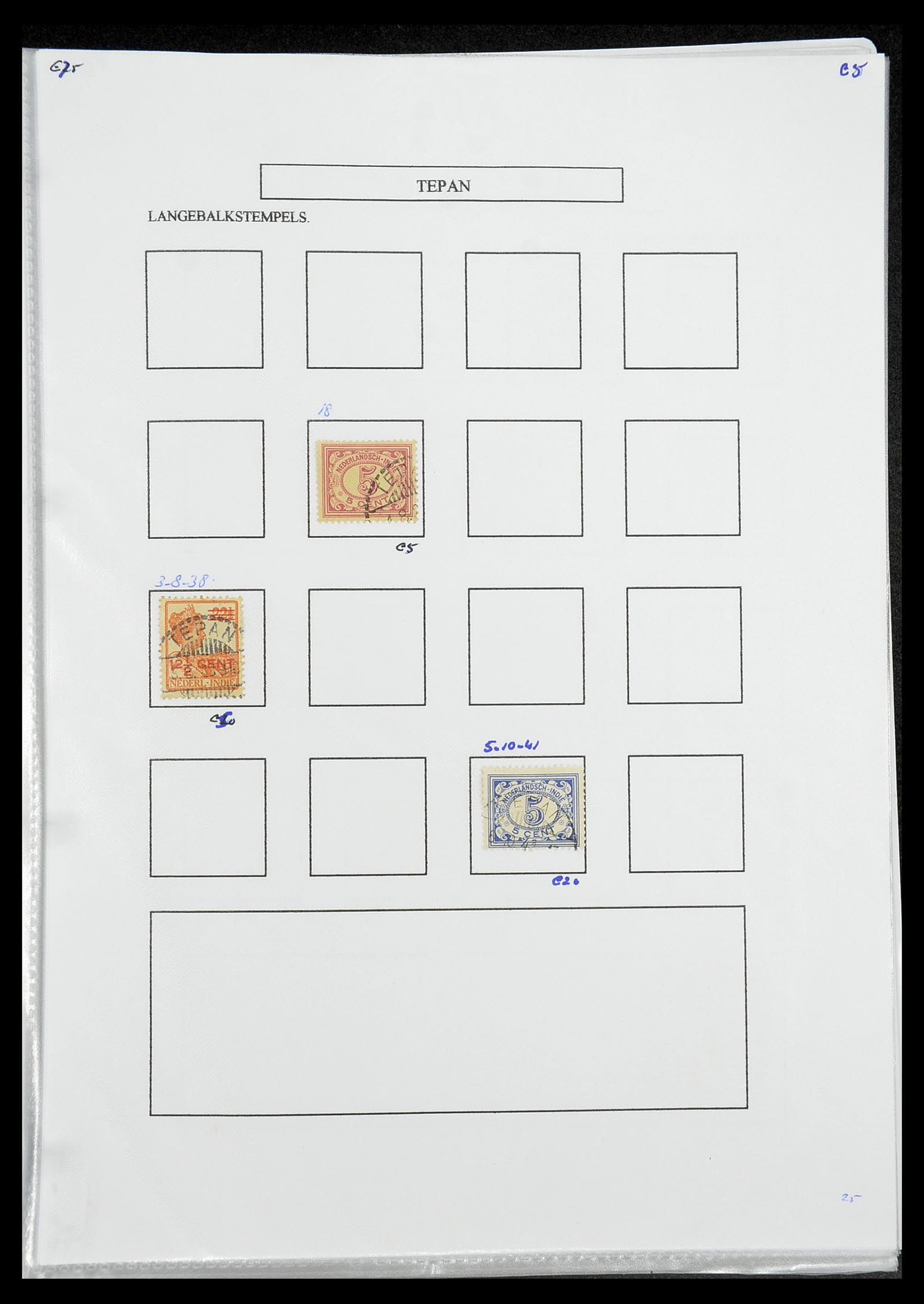 34693 424 - Postzegelverzameling 34693 Nederlands Indië stempels 1917-1948.
