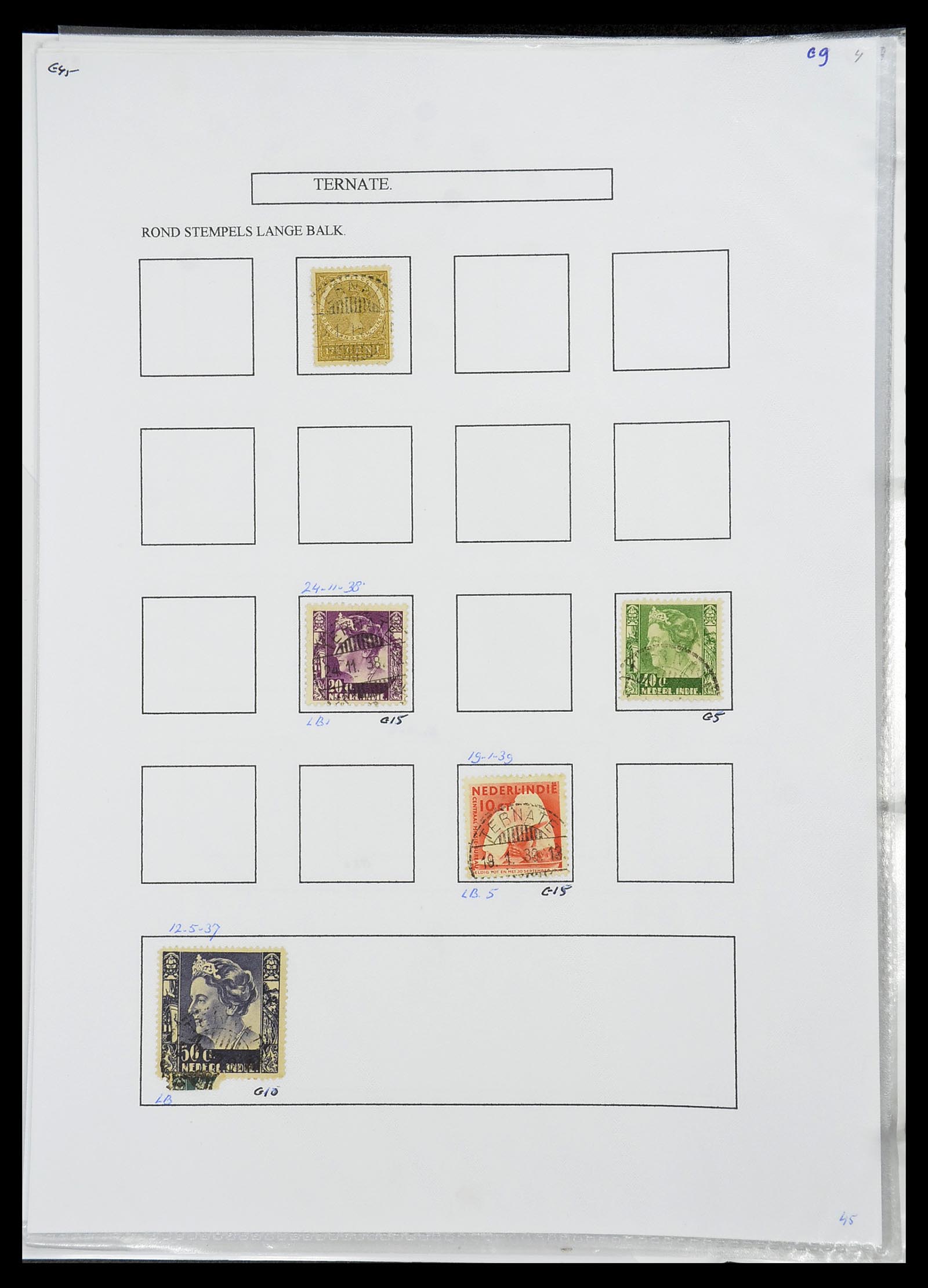 34693 425 - Postzegelverzameling 34693 Nederlands Indië stempels 1917-1948.