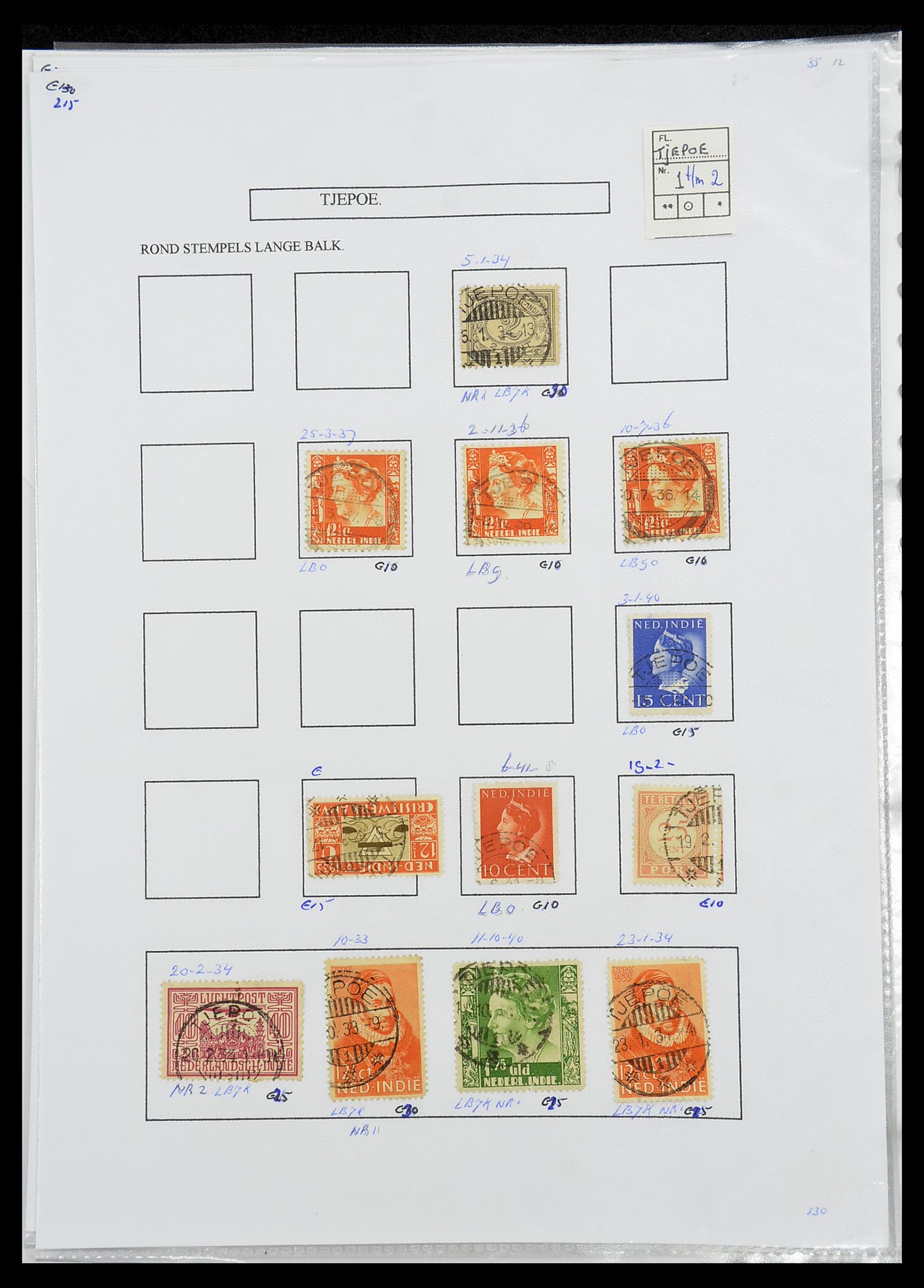 34693 429 - Stamp Collection 34693 Dutch east Indies cancels 1917-1948.