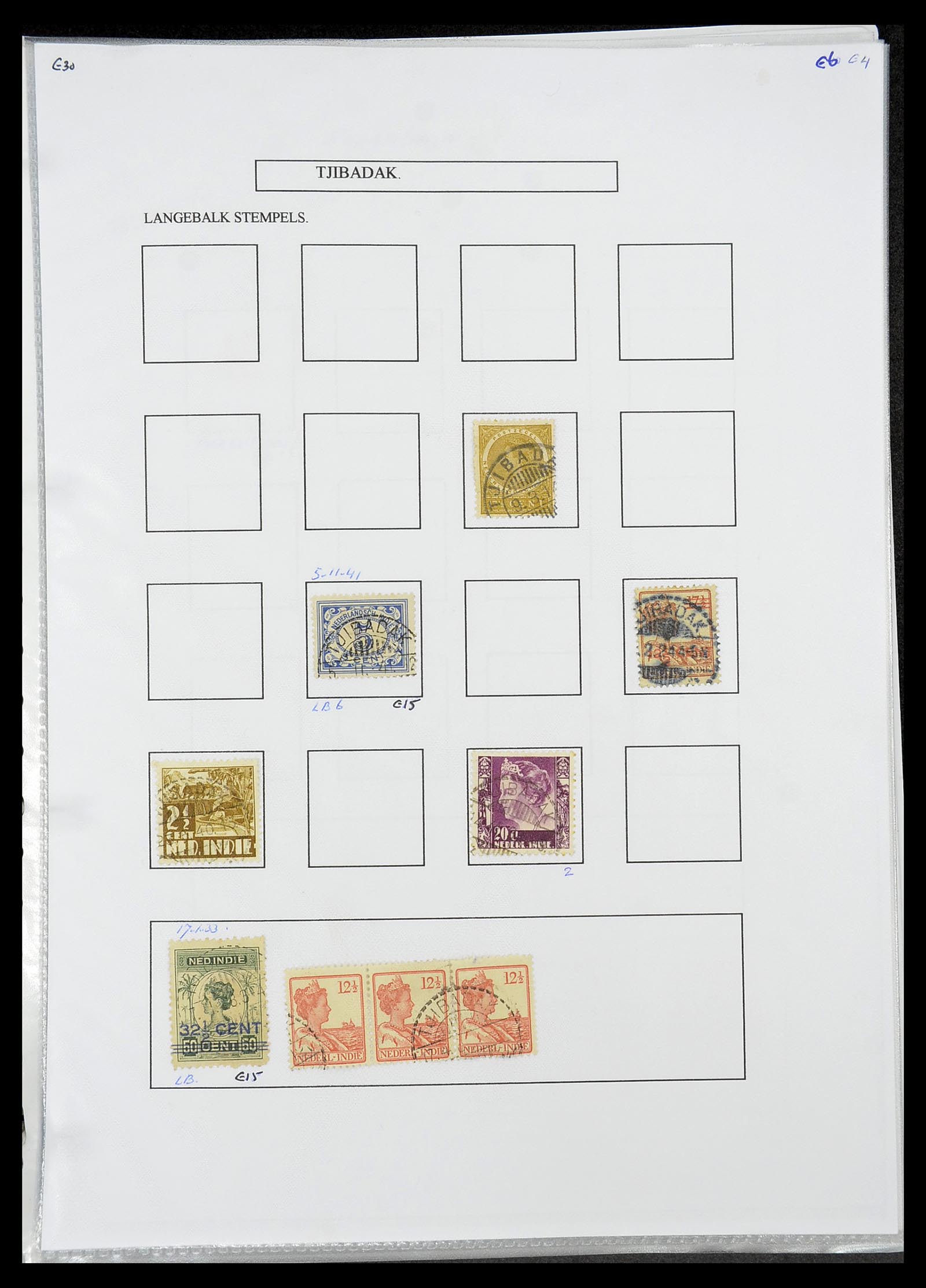 34693 432 - Postzegelverzameling 34693 Nederlands Indië stempels 1917-1948.