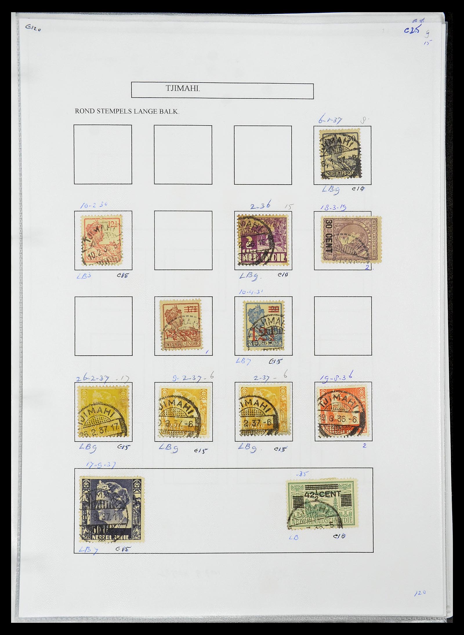 34693 444 - Postzegelverzameling 34693 Nederlands Indië stempels 1917-1948.