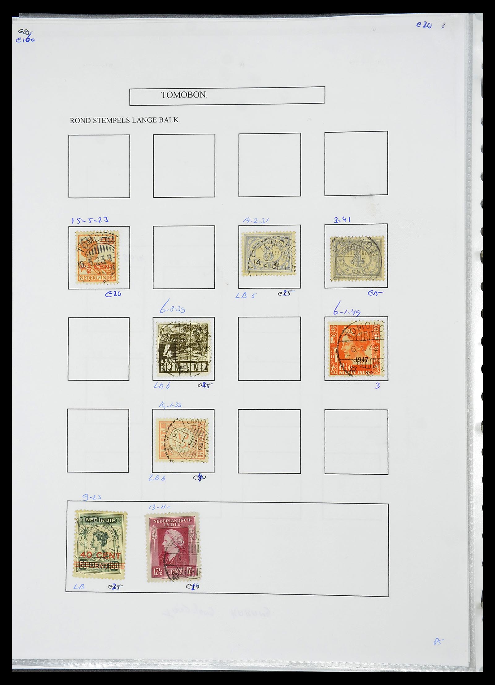 34693 456 - Postzegelverzameling 34693 Nederlands Indië stempels 1917-1948.