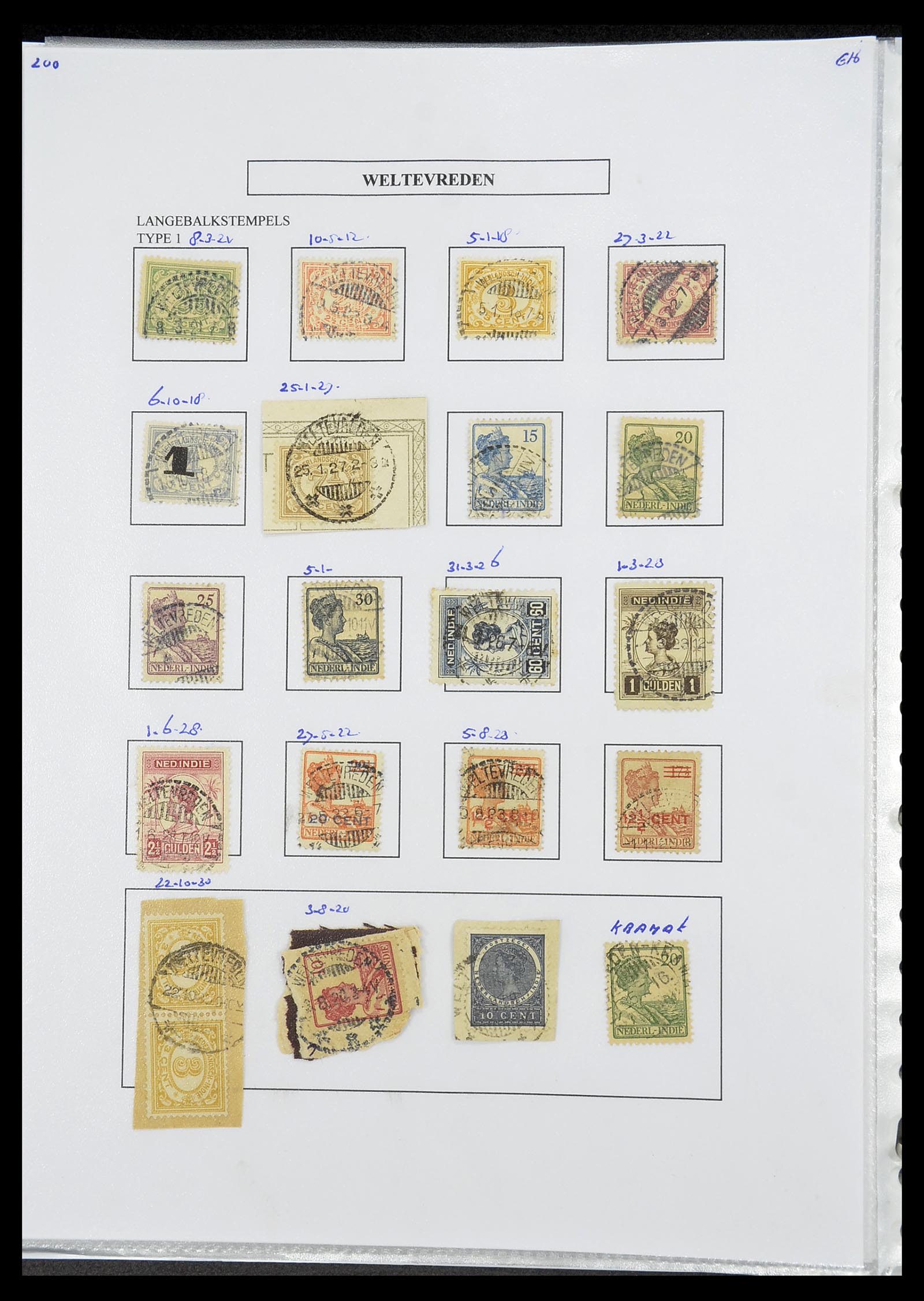 34693 461 - Postzegelverzameling 34693 Nederlands Indië stempels 1917-1948.