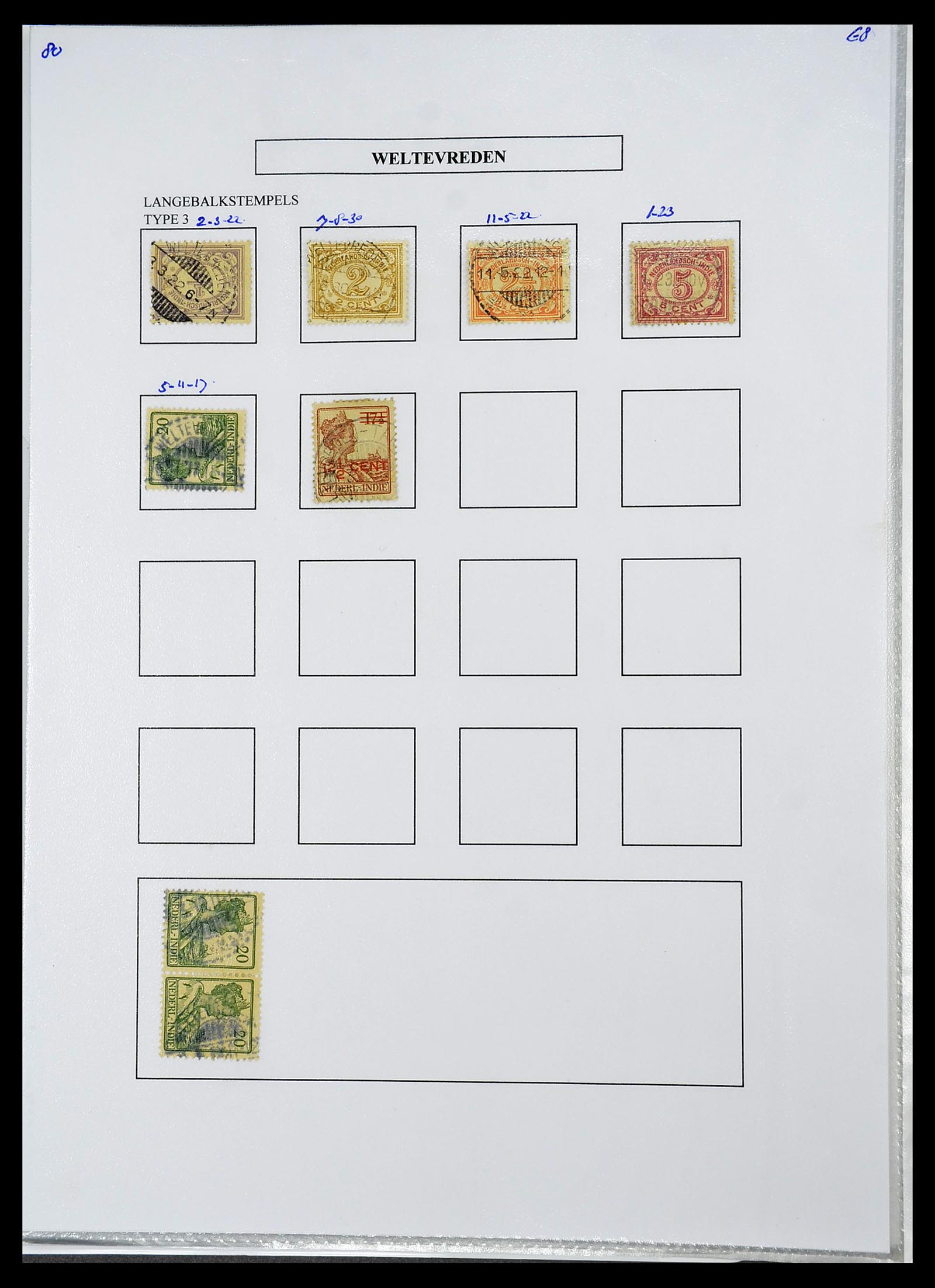 34693 463 - Postzegelverzameling 34693 Nederlands Indië stempels 1917-1948.