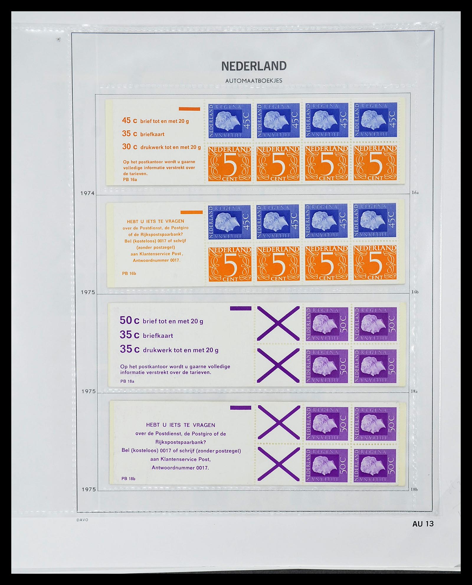 34701 014 - Stamp Collection 34701 Netherlands stamp booklets 1964-2001.