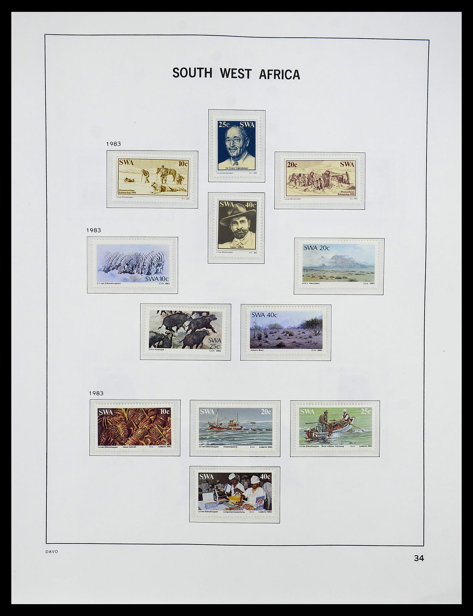 34702 024 - Postzegelverzameling 34702 Zuidwest Afrika/Namibië 1952-2000.
