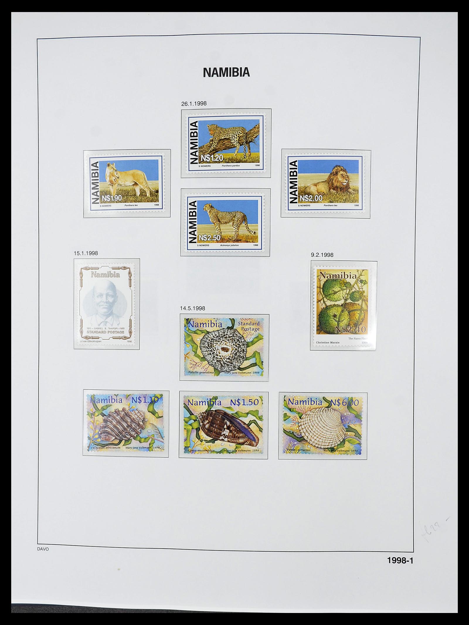 34702 073 - Postzegelverzameling 34702 Zuidwest Afrika/Namibië 1952-2000.