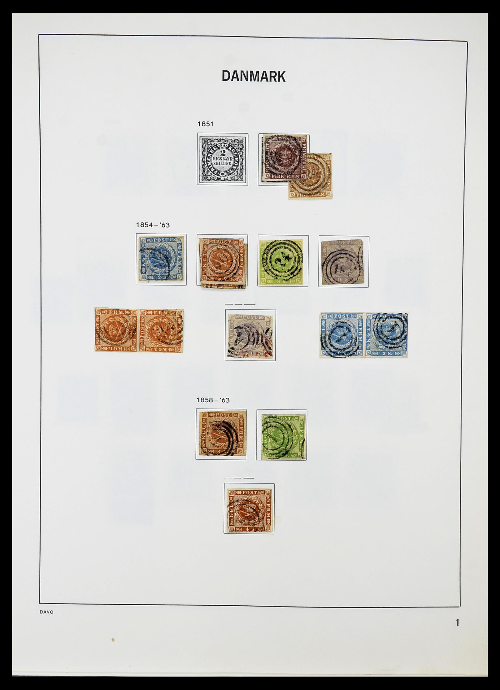 34704 001 - Postzegelverzameling 34704 Denemarken 1851-1985.