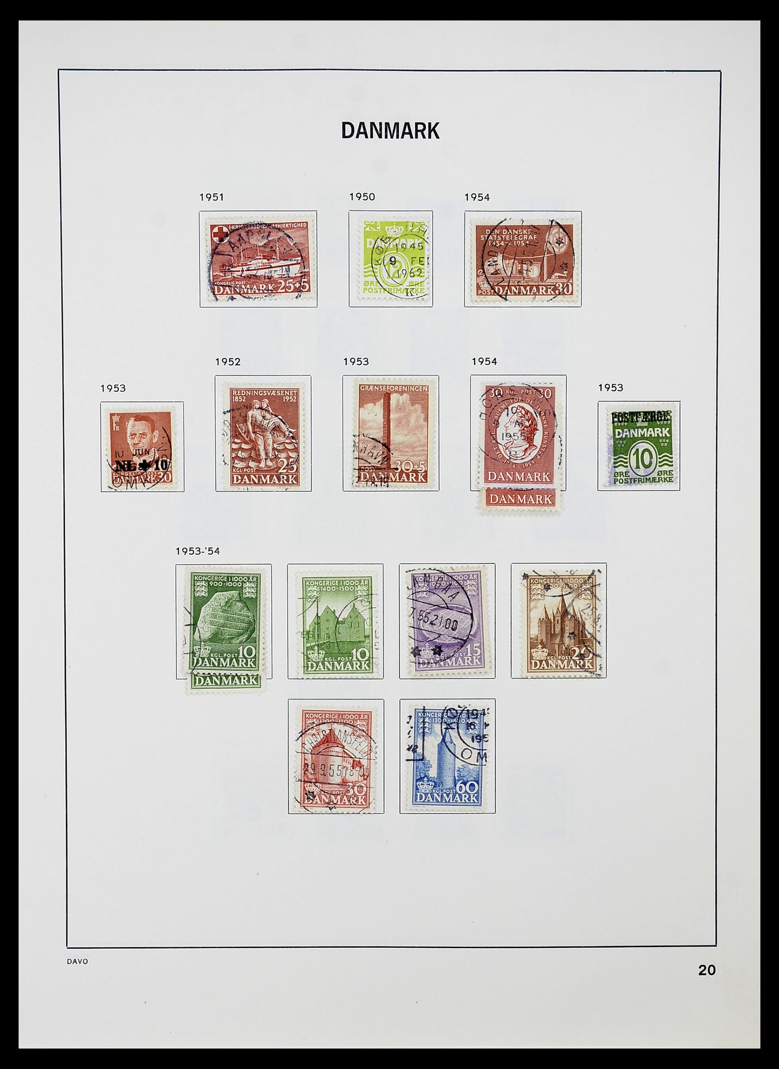 34704 020 - Postzegelverzameling 34704 Denemarken 1851-1985.