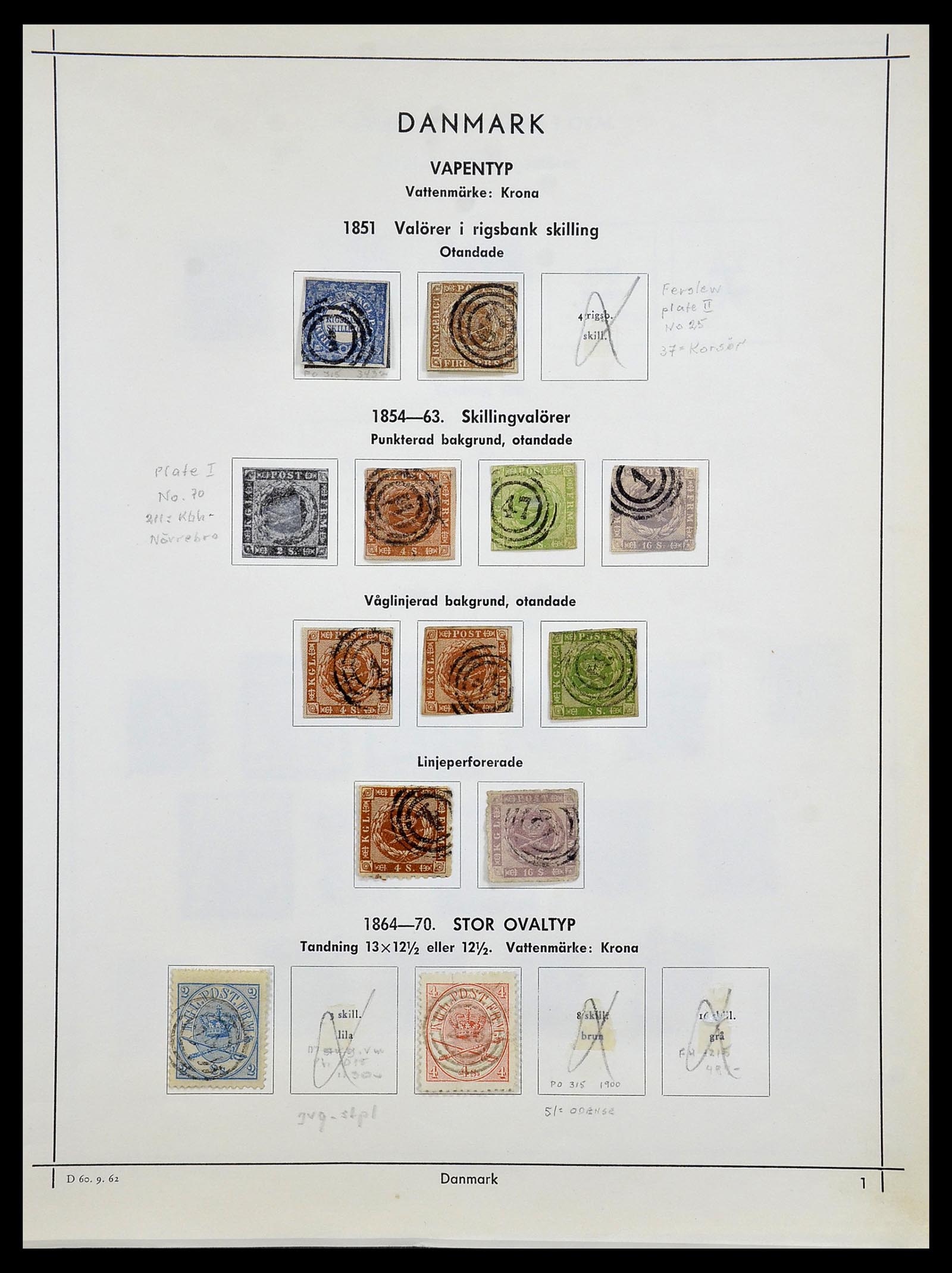 34725 001 - Postzegelverzameling 34725 Denemarken 1851-1940.