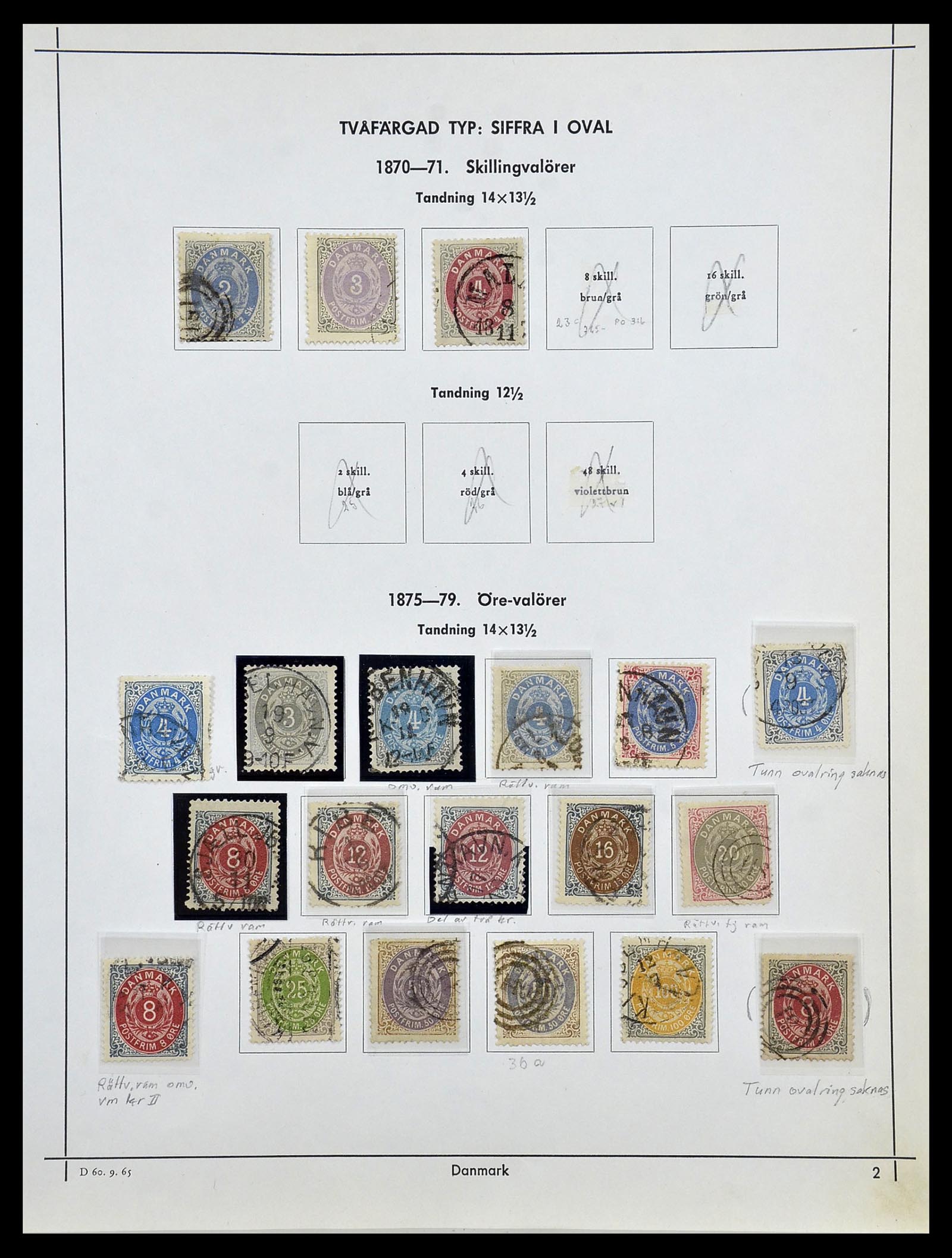 34725 002 - Postzegelverzameling 34725 Denemarken 1851-1940.