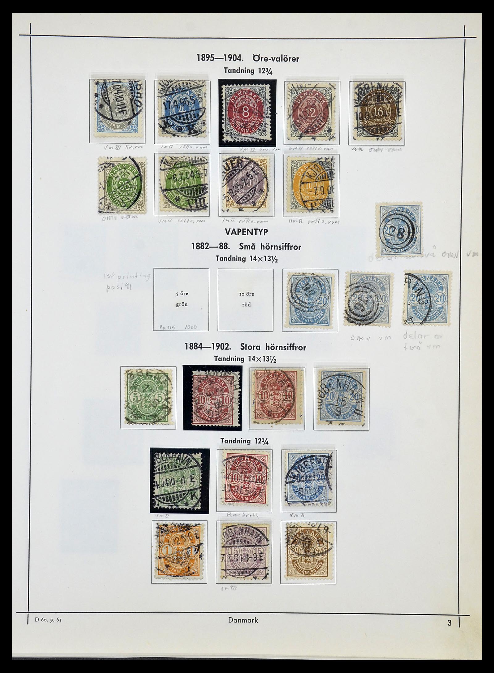 34725 004 - Postzegelverzameling 34725 Denemarken 1851-1940.