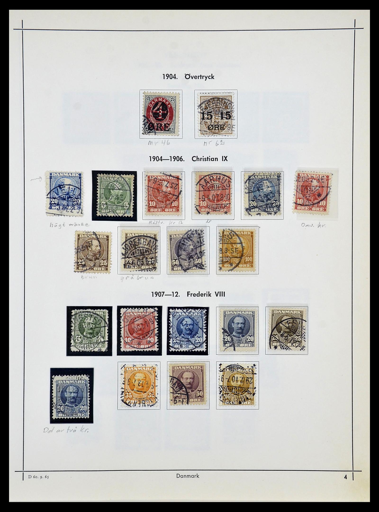 34725 005 - Postzegelverzameling 34725 Denemarken 1851-1940.