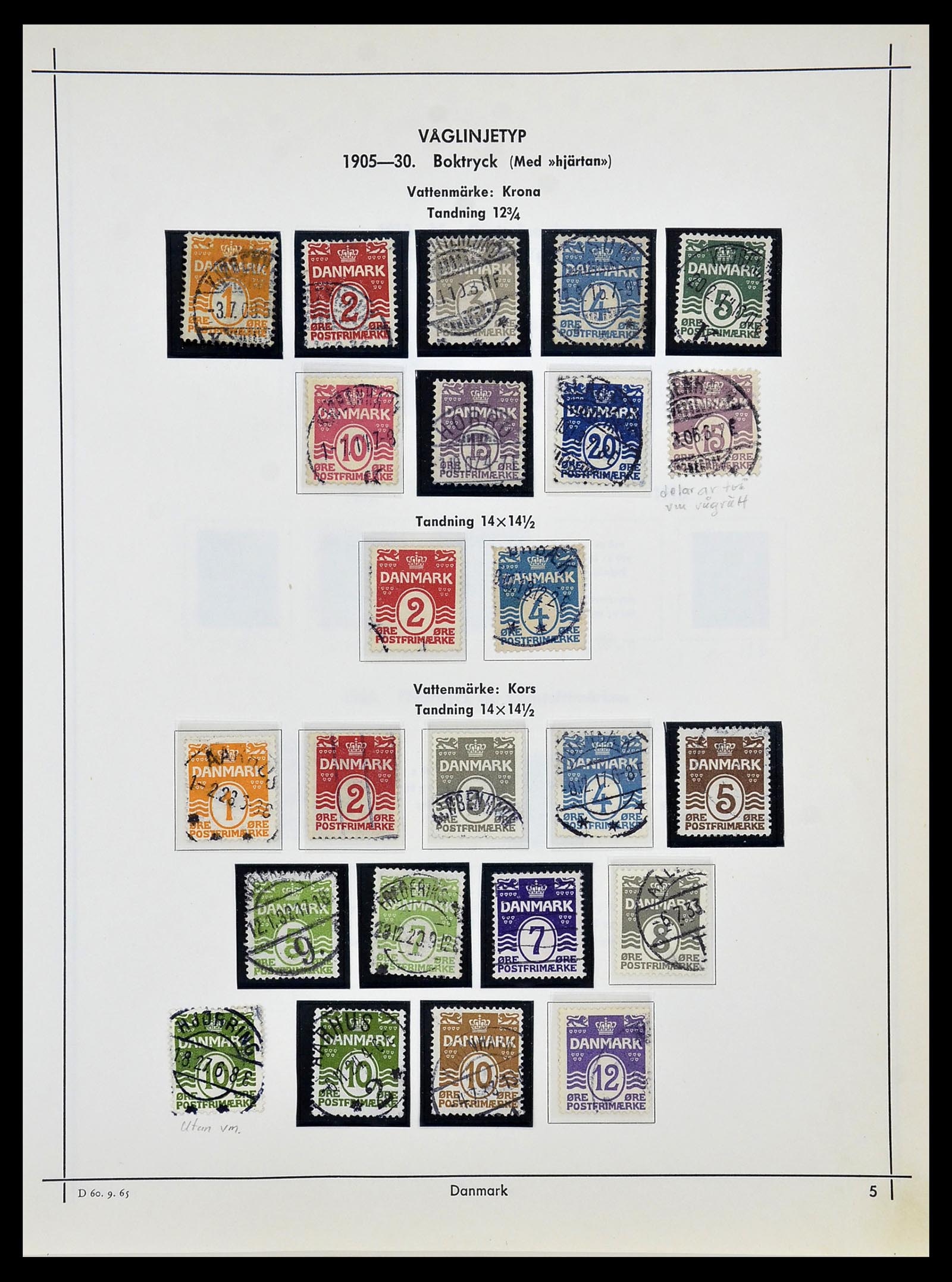 34725 006 - Postzegelverzameling 34725 Denemarken 1851-1940.