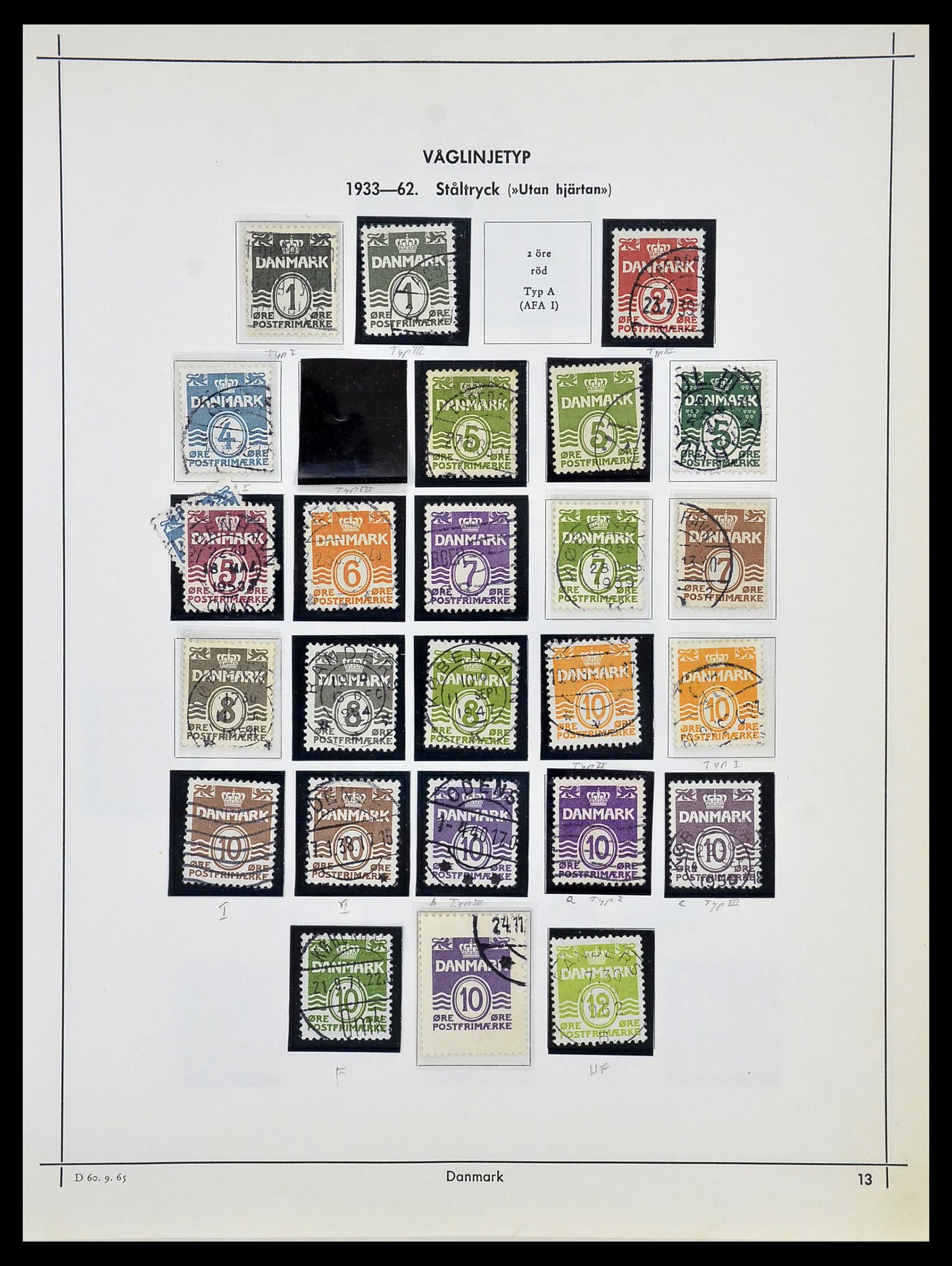 34725 015 - Postzegelverzameling 34725 Denemarken 1851-1940.
