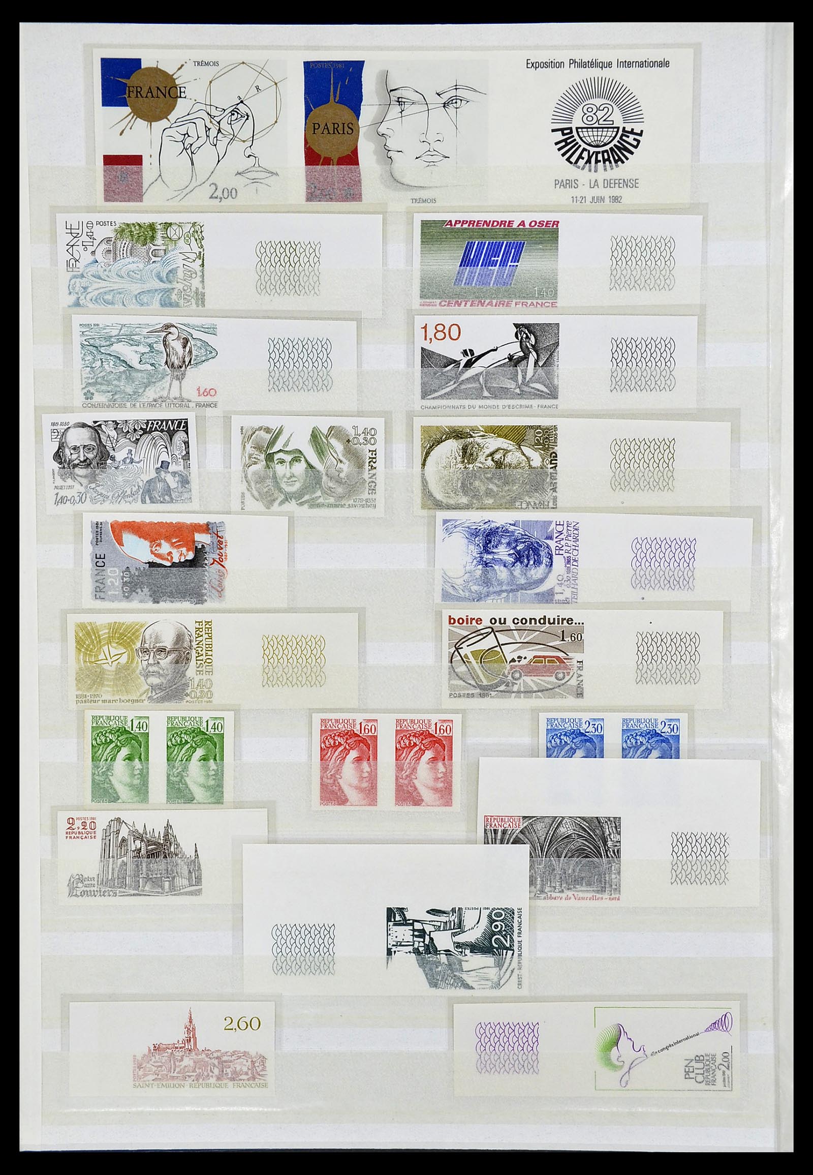 34740 014 - Stamp Collection 34740 France IMPERFORATED 1977-1996.
