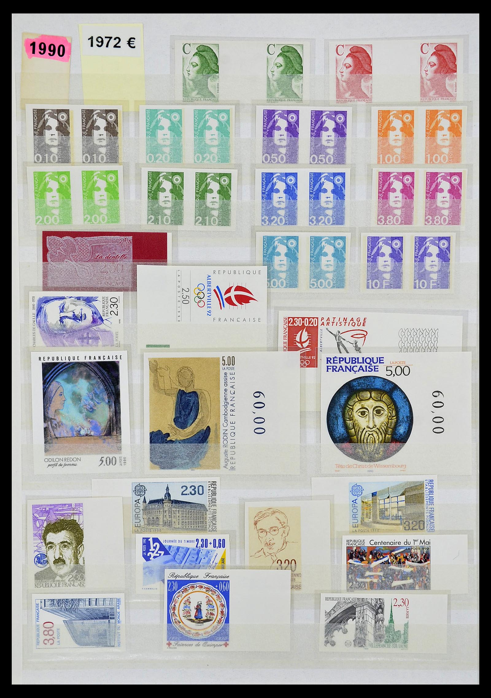 34740 042 - Stamp Collection 34740 France IMPERFORATED 1977-1996.