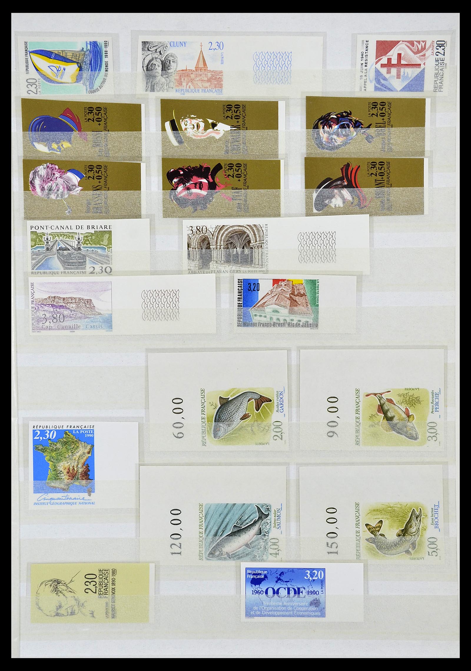 34740 043 - Stamp Collection 34740 France IMPERFORATED 1977-1996.