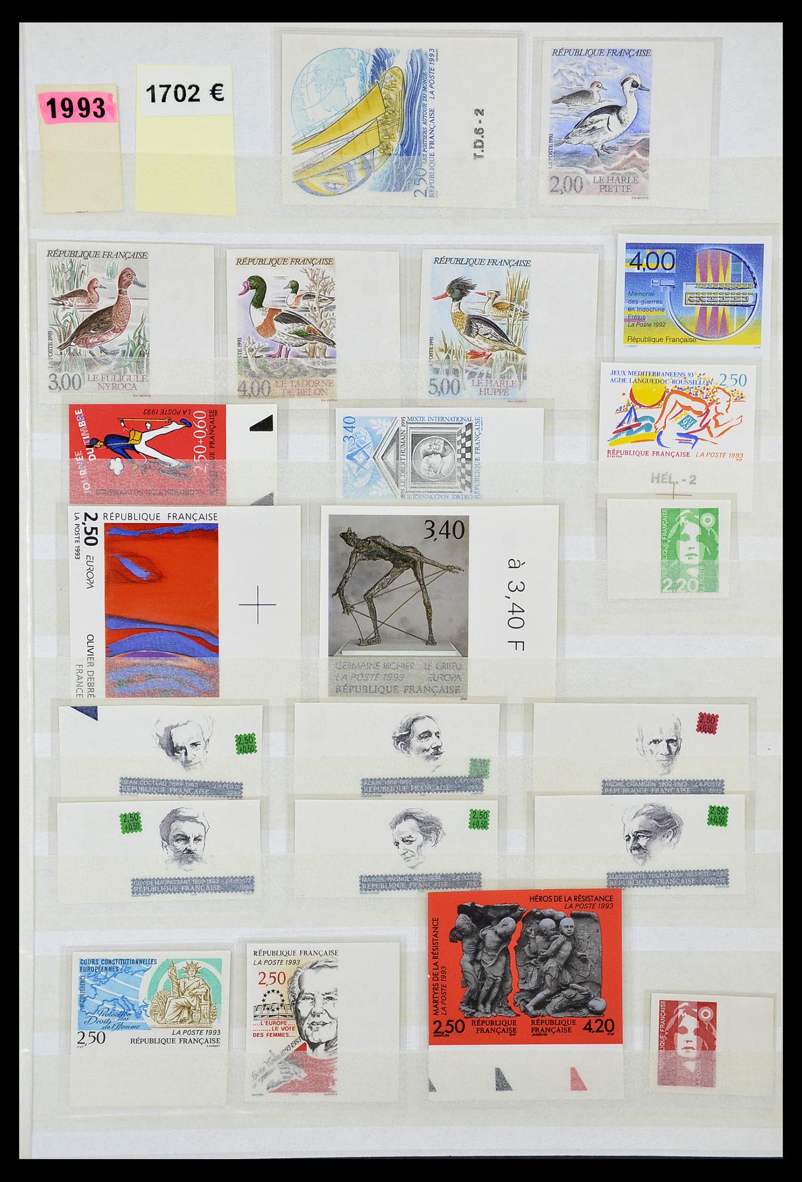 34740 051 - Stamp Collection 34740 France IMPERFORATED 1977-1996.