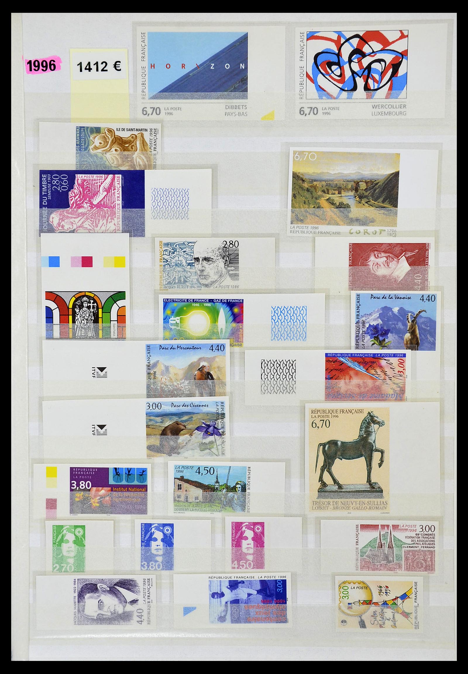 34740 060 - Stamp Collection 34740 France IMPERFORATED 1977-1996.