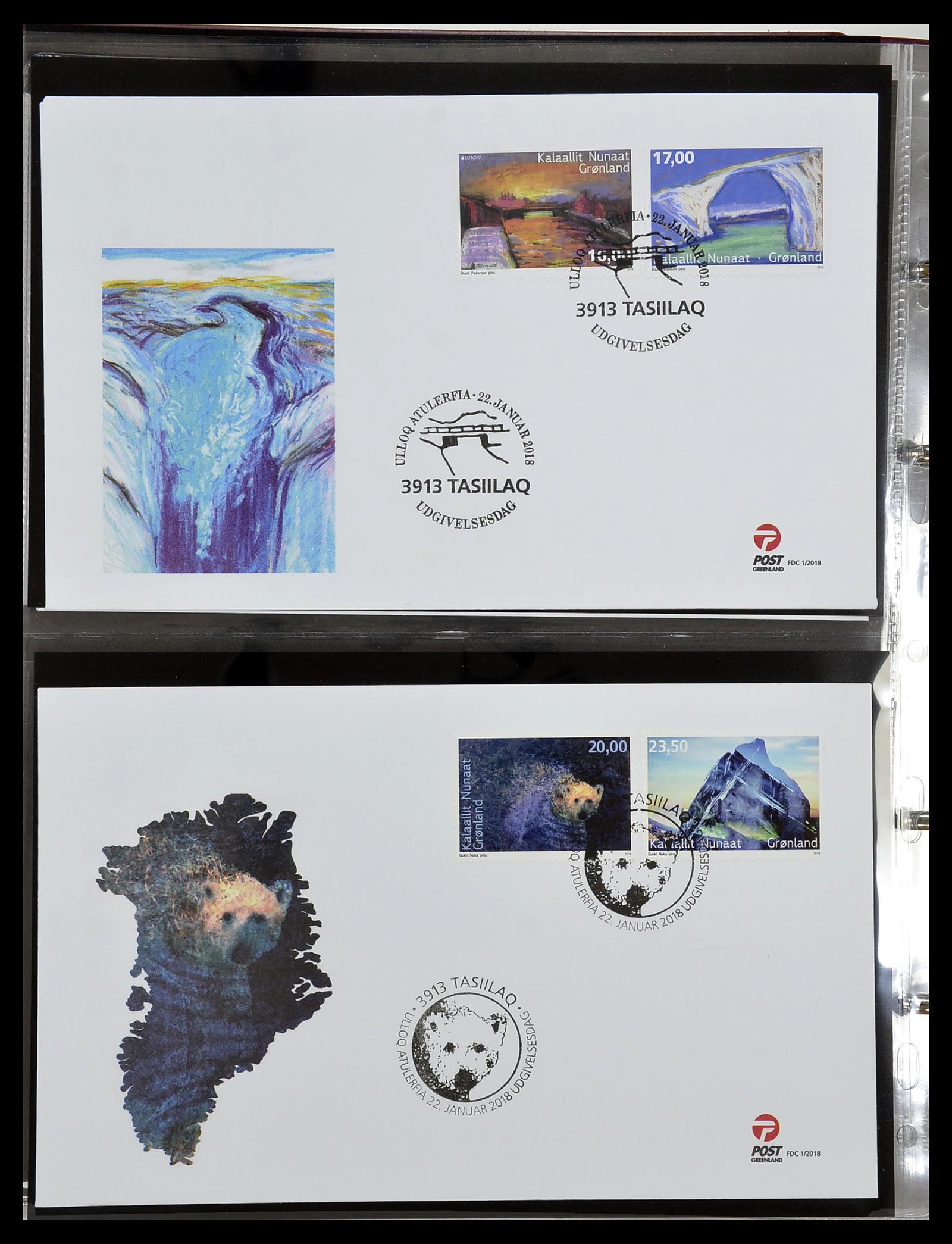 34754 186 - Postzegelverzameling 34754 Groenland FDC's 1959-2018!