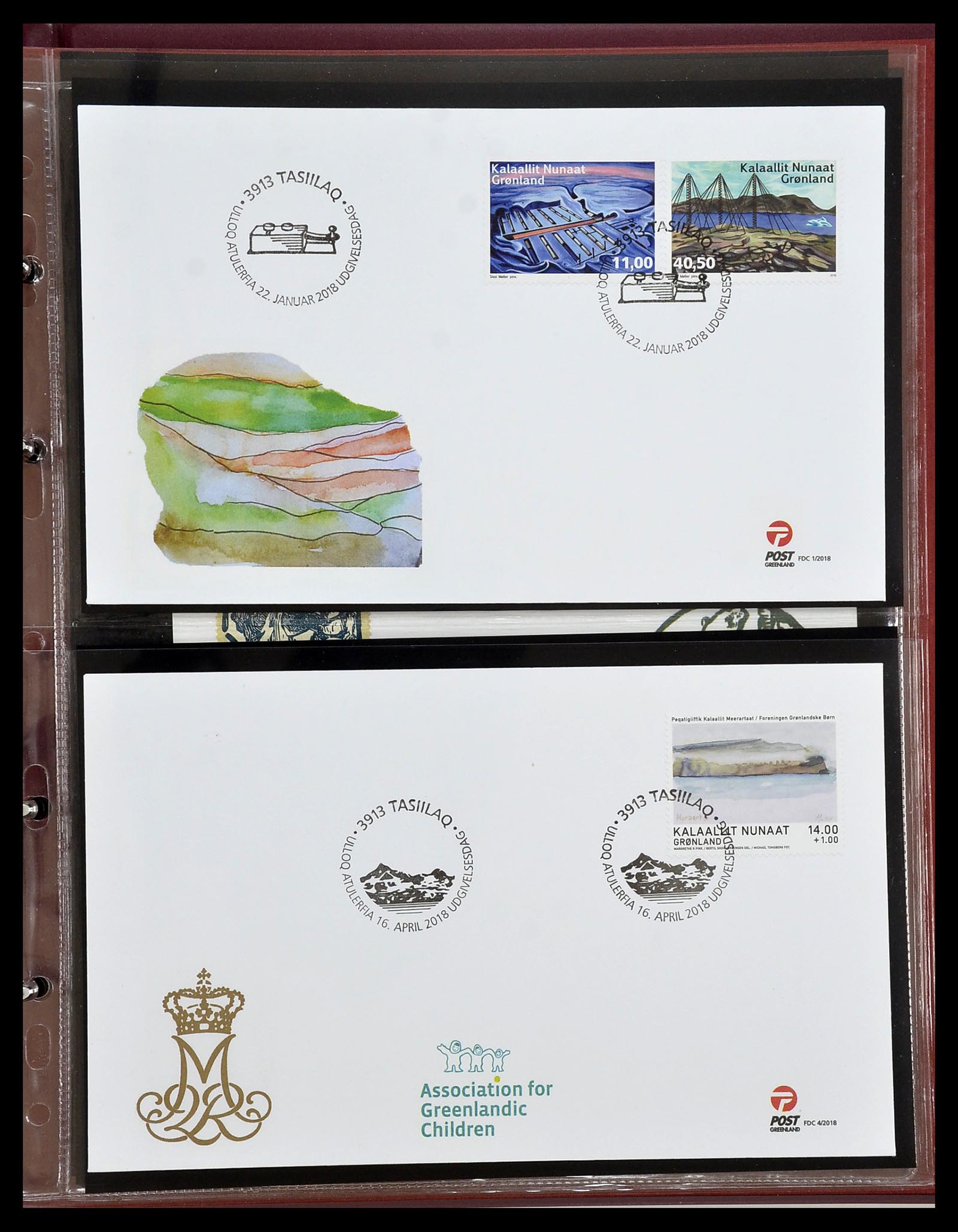 34754 187 - Postzegelverzameling 34754 Groenland FDC's 1959-2018!