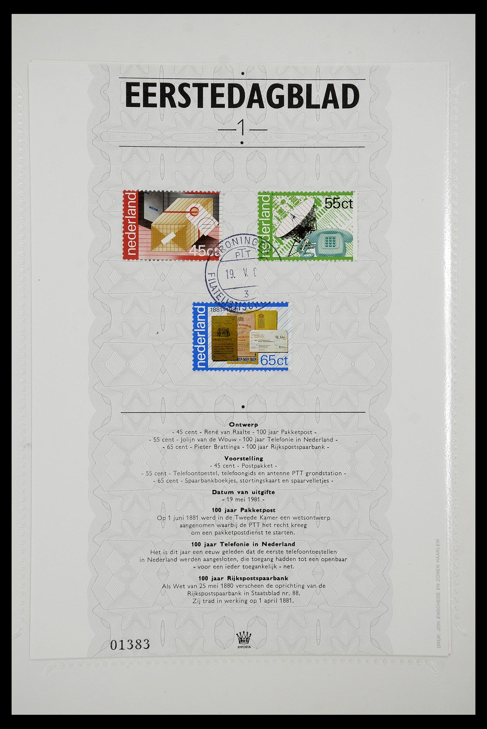 34763 001 - Stamp Collection 34763 Netherlands first day sheets 1981-2009!