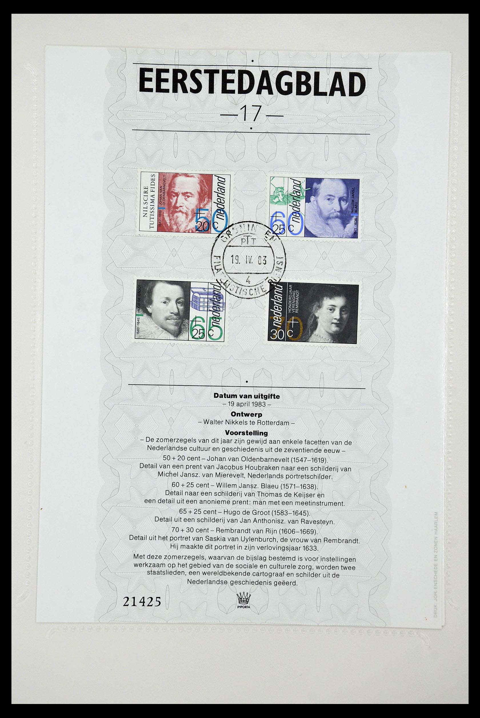 34763 017 - Stamp Collection 34763 Netherlands first day sheets 1981-2009!
