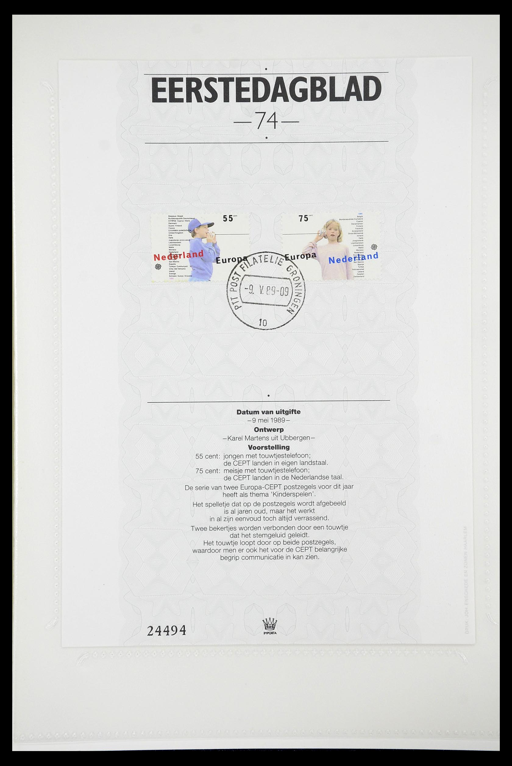 34763 073 - Stamp Collection 34763 Netherlands first day sheets 1981-2009!